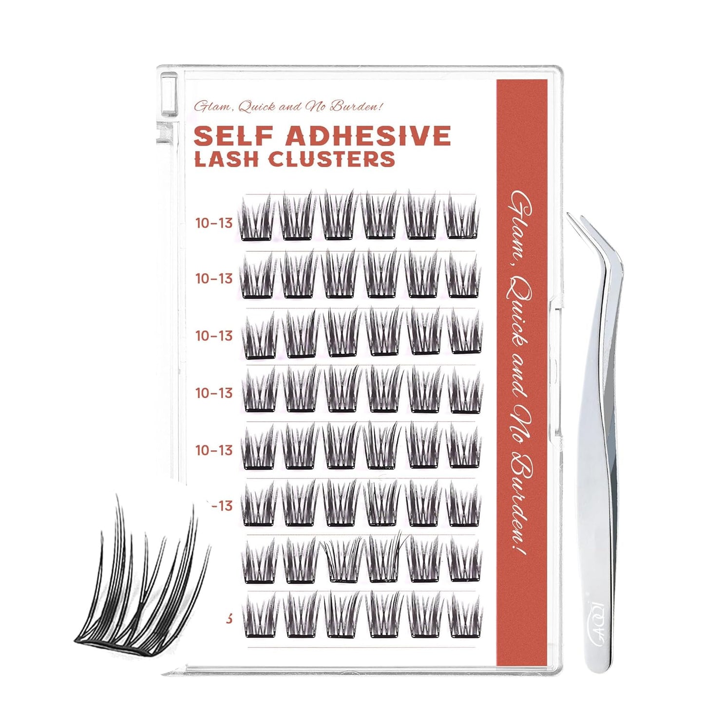 GAQQI Self Adhesive Lash Clusters, Pre Glued Eyelashes 10-14mm Wispy Cluster Lashes, Press On No Glue False Eyelashes, Strong Adhesive & Reusable Glueless（PG4）