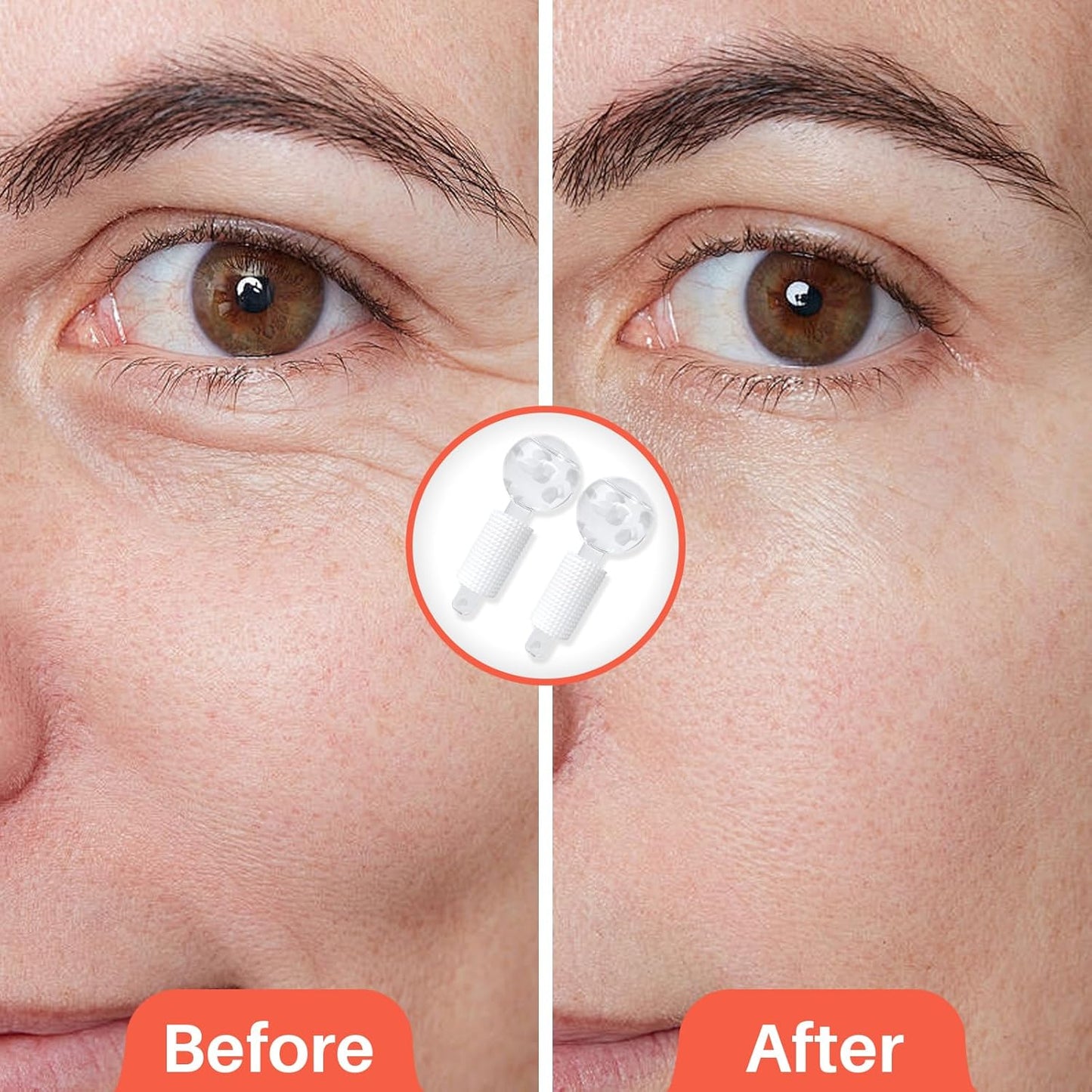 Ice Globes & Ice Roller for Face and Eyes - Facial Massage Tools for Skin Care, Reduce Wrinkles & Puffiness, Cooling Globes & Roller Ball for Glowing Skin 2PCS (White)