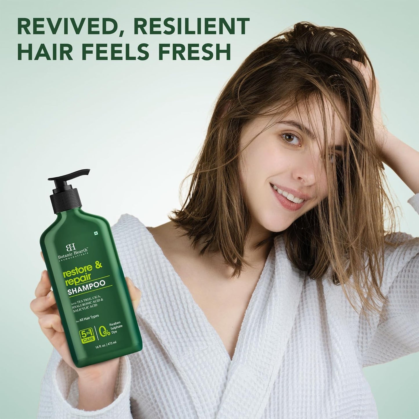 Botanic Hearth Tea Tree Shampoo Infused With Cica, Hyaluronic Acid & Salicylic Acid | Clarifying Shampoo To Repair, Restore & Strengthen Hair | Paraben & Sulfate Free | For All Hair Types, 16 Fl Oz