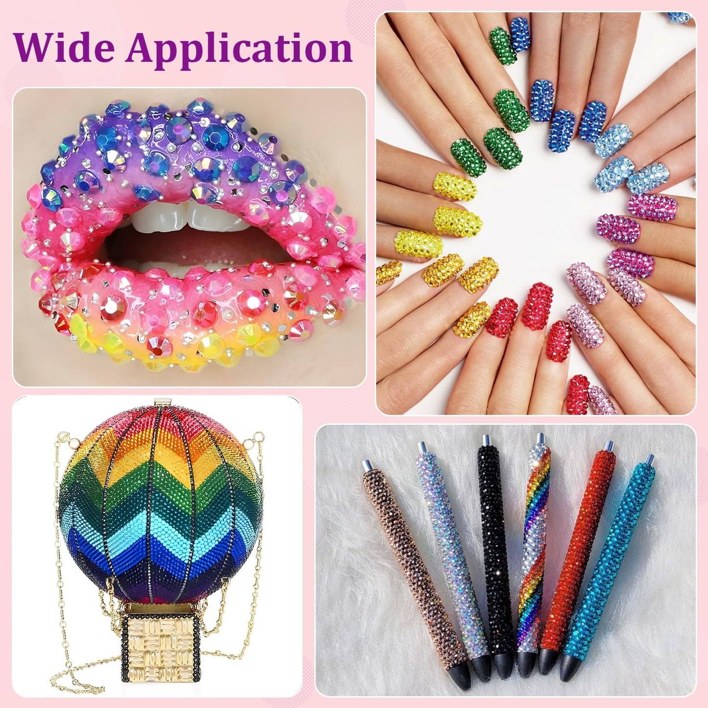 25000Pcs Resin Jelly Rhinestones with Tweezers for Crafting, Hot Pink AB Flatback Gems, Bedazzling Crystal with 3Pcs 10ml B7000 Jewelry Glue for DIY Crafts Clothing Tumblers Shoes Fabric Nail Art