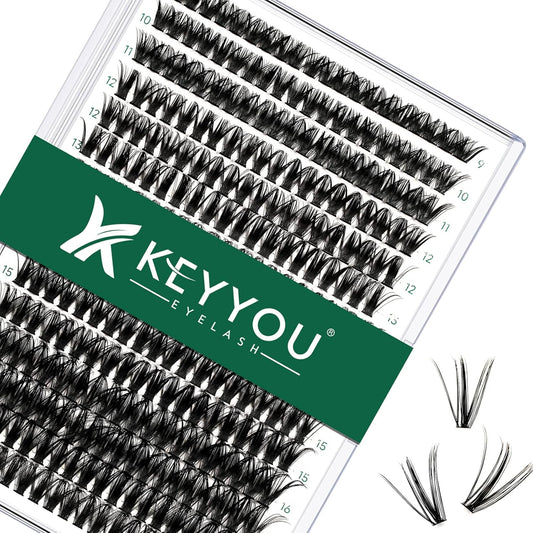Lash Clusters 300pcs Individual Lashes 50D 0.07C Curl 9-18MIX DIY Eyelash Extension KEYYOU Large Tray Volume Soft&Natural Cluster Lashes(50D-0.07C,9-18MIX）