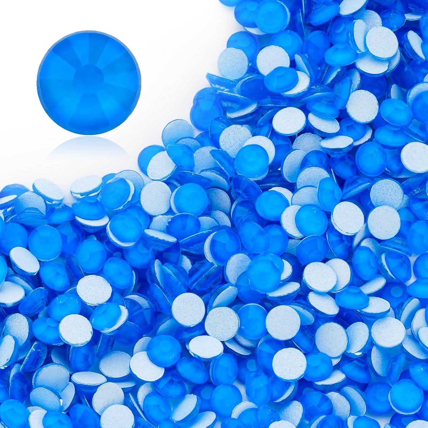 Neon Blue Flatback Rhinestones, Glass Rhinestones for Nail Art and Craft, Glue Fix, Loose Crystal Gemstones(Neon Blue, SS30, 288pcs, 6.4-6.6mm)