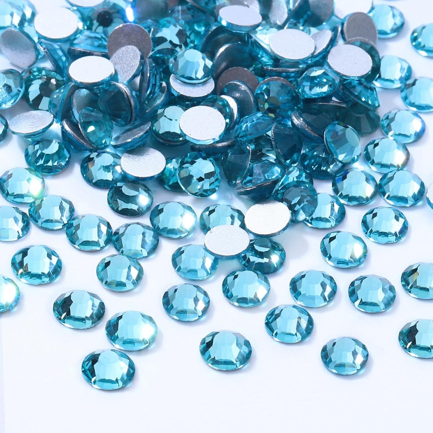 Aquamarine Flatback Rhinestones, Glass Rhinestones for Nail Art and Craft, Glue Fix, Loose Crystal Gemstones(Aquamarine, SS16, 2880pcs, 3.8-4.0mm)