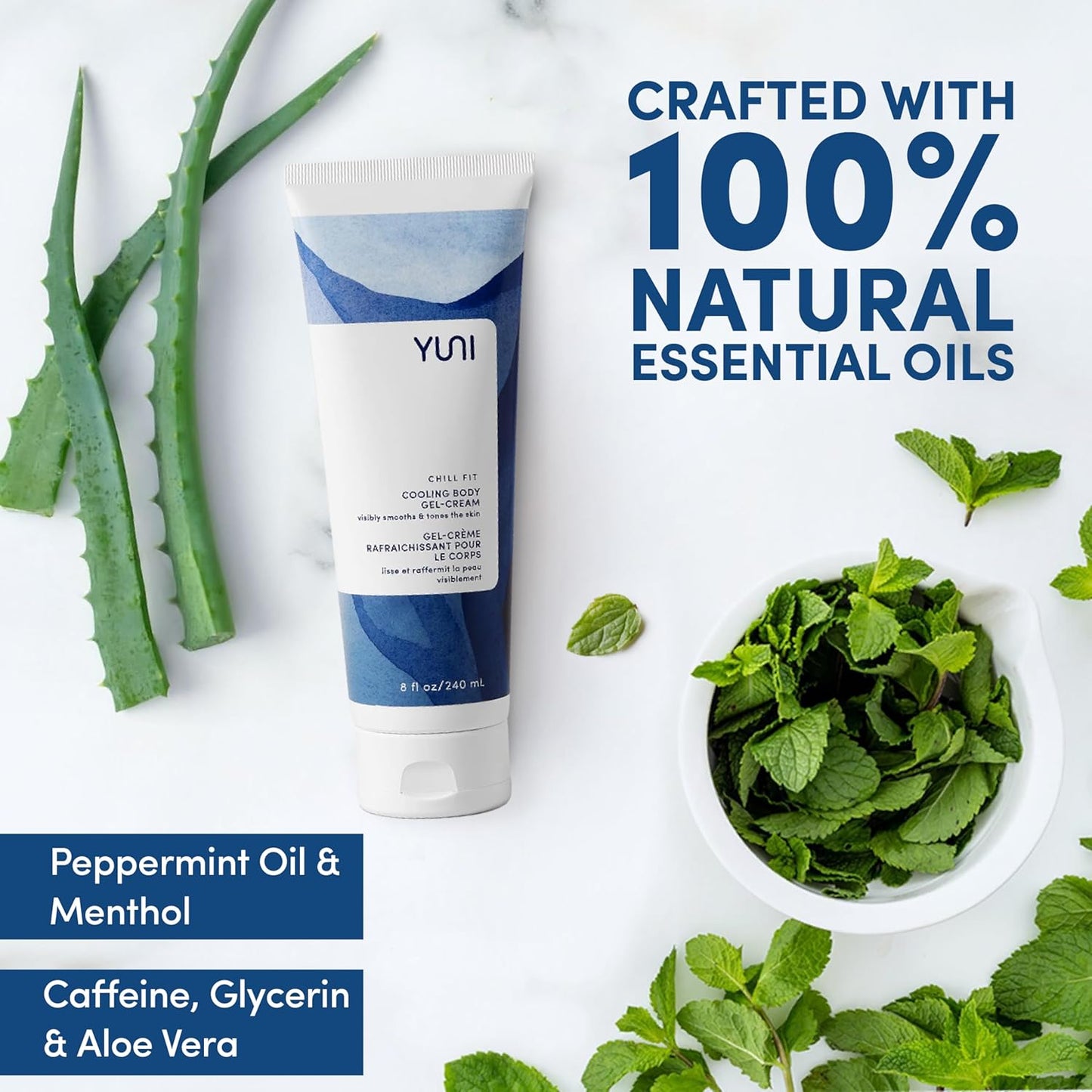 YUNI Beauty Body Gel-Cream – Hydrating Skincare – Cooling Gel – Tones & Firms – Soothing Cream – Post-Workout Body Cream & Moisturizer – Vegan – 8 fl oz