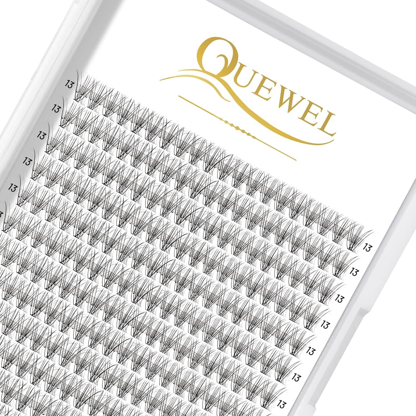 QUEWEL Cluster Lashes 240Pcs Individual Lashes 10D 0.10D Curl 13mm Knot-Free Lash Extensions Clusters Lashes Soft&Natural False Eyelashes Individual DIY Eyelash Extension at Home(10D 0.10D 13)