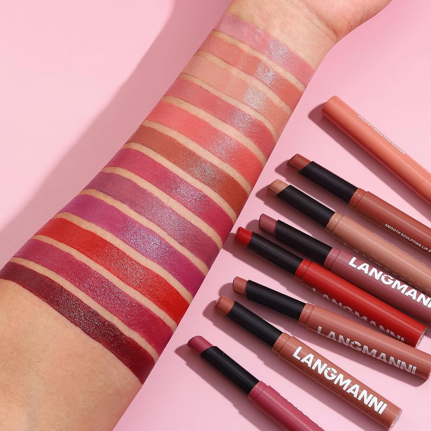 Jolilab 2Pcs Velvet Matte Lipstick Nude Matte Soft Dark Color Stick High Pigmented Long-Lasting Waterproof Lip Stick Lip Balm Beauty Cosmetics Gift for Girls and Women（09#+10#