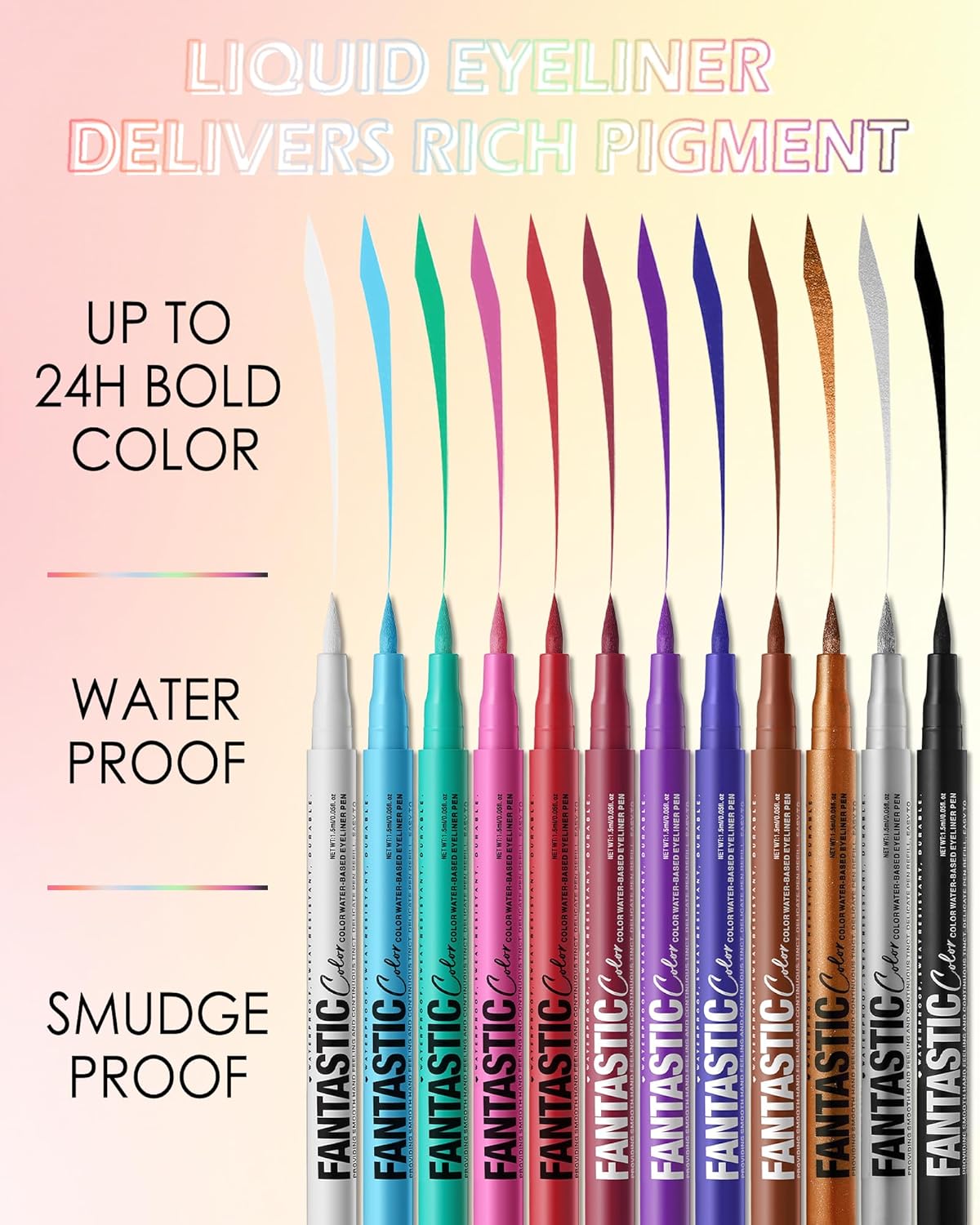 Bronze Matte Liquid Eyeliner Pencil, Colorful High Pigmented Waterline Eye liner Waterproof Pen, Bright Colored Smudgeproof Long Lasting Eyeliner Pen Christmas Party Festival Makeup Gift for Women-10