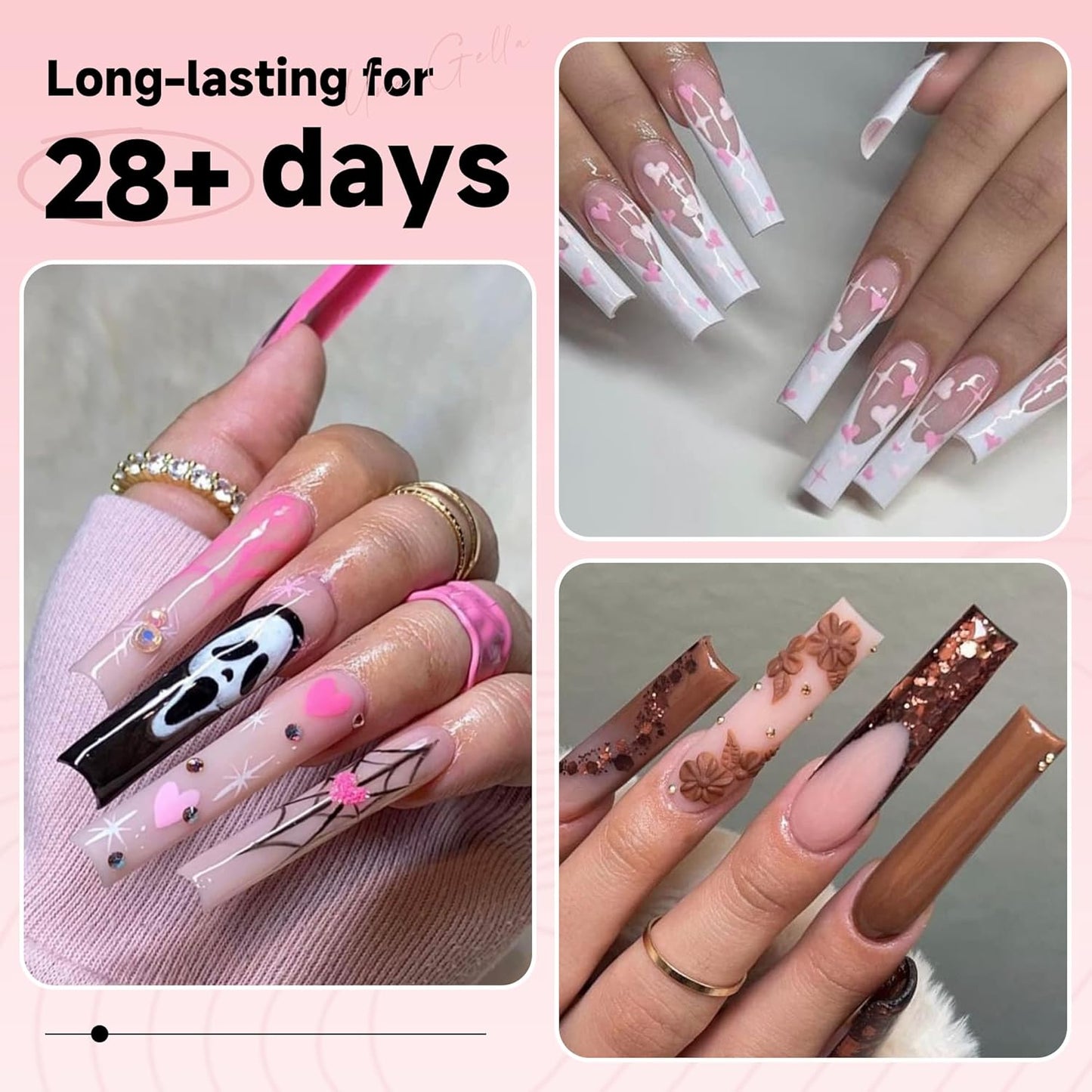 UNA GELLA No C Curve Tapered Square Nail Tips 216Pcs - 3XL Half Cover Clear Acrylic False Straight Nail Tips Long Soft Square Gel Tips Press on Nails for Nail Extensions DIY 12 Sizes With Box