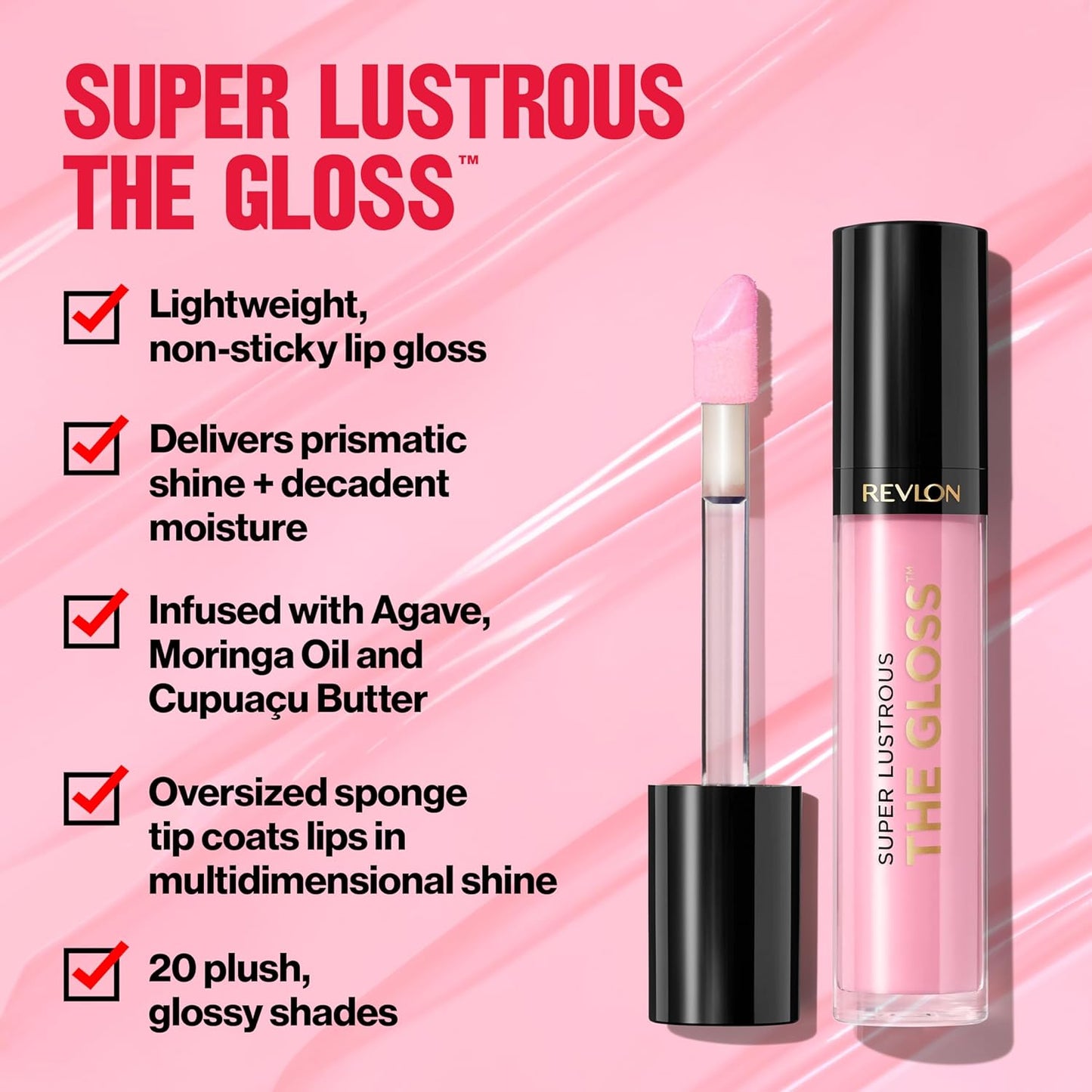 Revlon Super Lustrous Lip Gloss, Non-Sticky, Hydrating, High Shine Finish, 265 Black Cherry, 0.13 oz