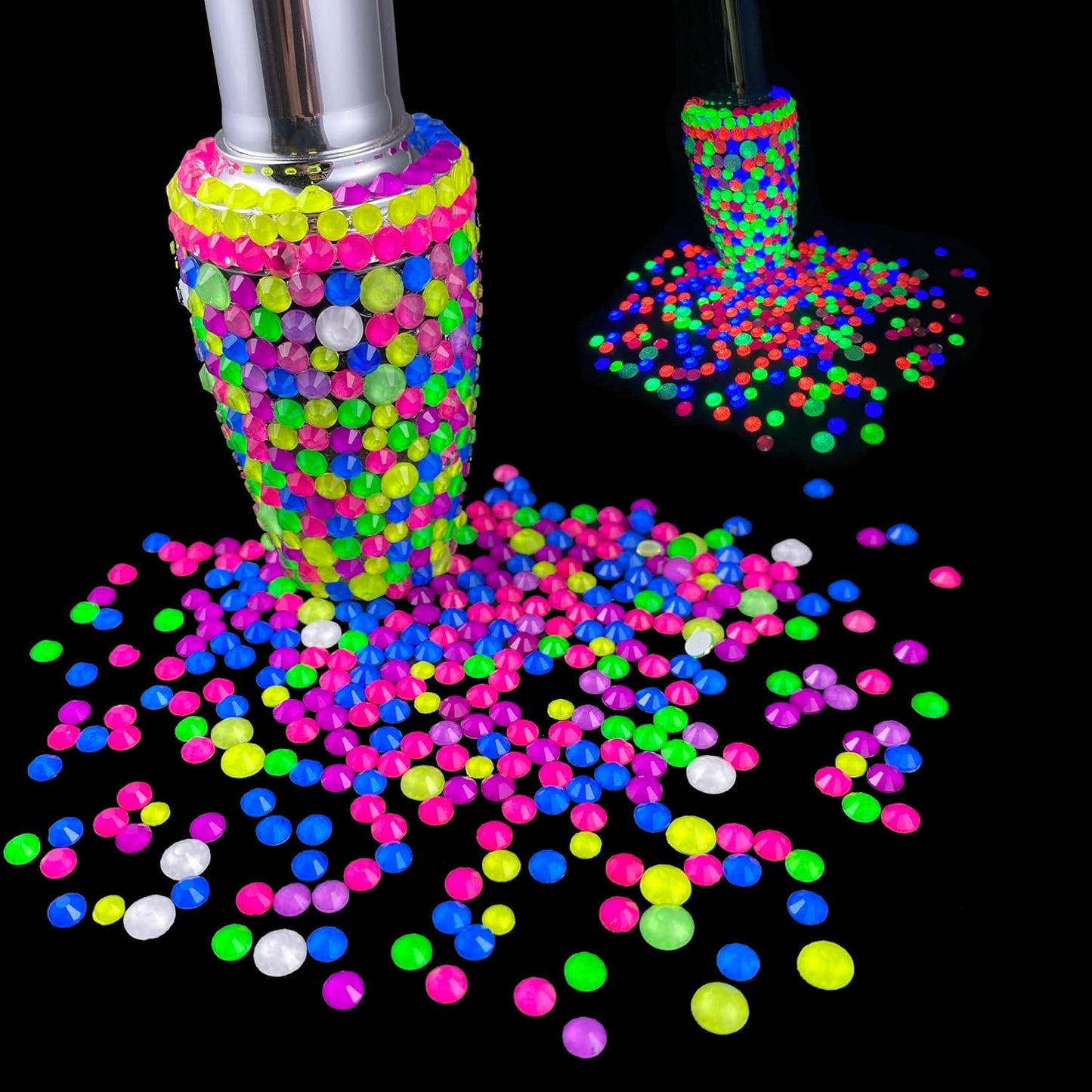 Flatback Glass Rhinestones,Bedazzler Gems 1440pcs Non Hotfix Crystal Rhinestones for Nail Charms Crafts Clothes Tumblers,Rosy Pink Neon,SS16