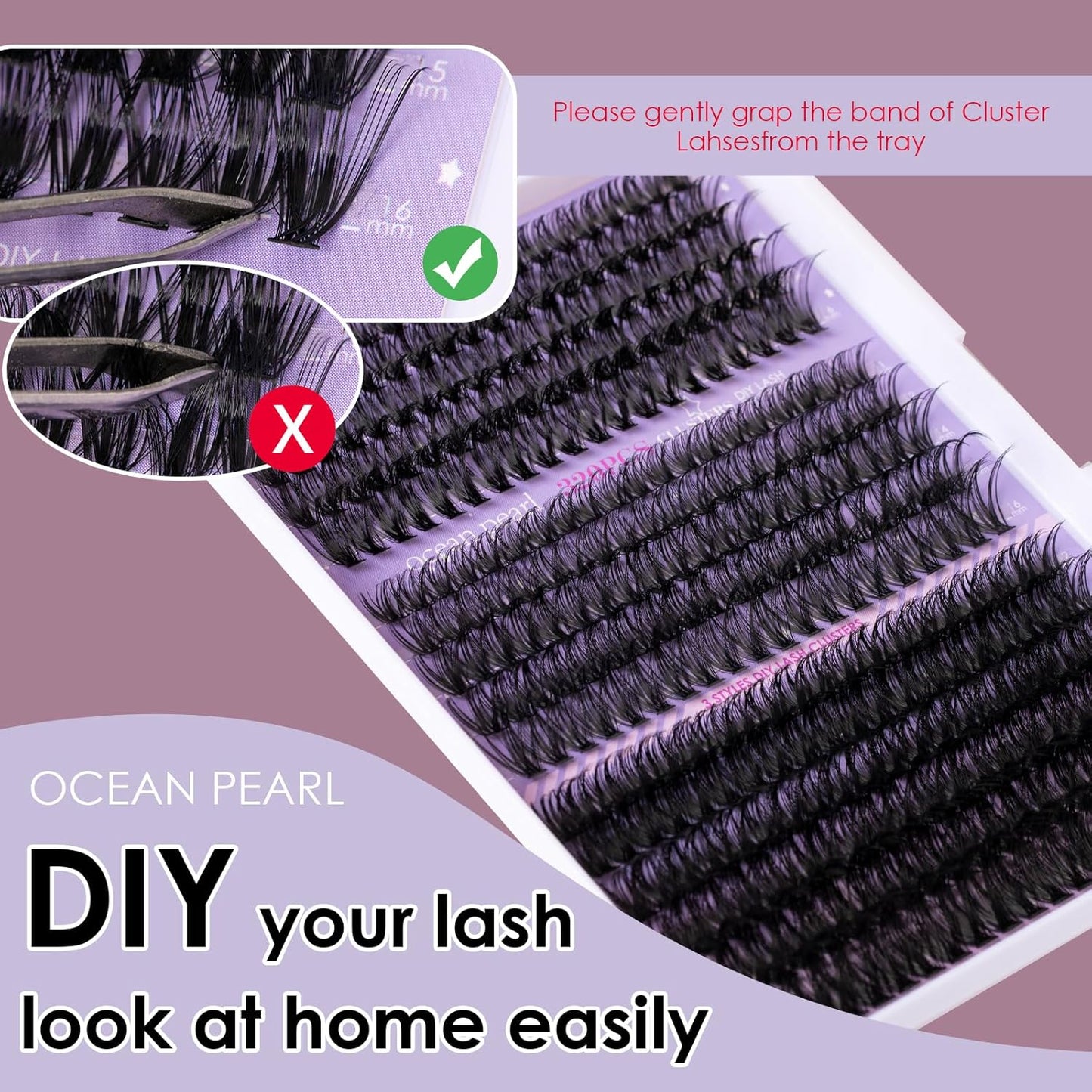Ocean Pearl Lash Clusters 320PCS Thick Individual Lashes 11-20MM 40D 50D 100D DIY Lash Extension Soft Eyelashes Thick Volume Fake Lashes D Curl Cluster Eyelash Extensions For Beginners-40+50+100D