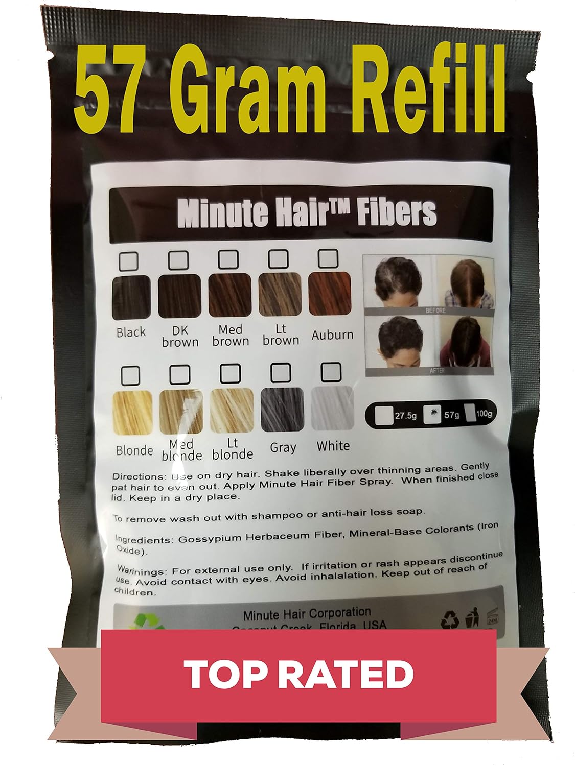 Hair Building Fibers Medium Blonde 57 Grams (2 oz) Minute Hair Refill Hair Loss Concealer That You Can Use for Your Bottles From Competitors Like Toppik, Xfusion (Medium Blonde)