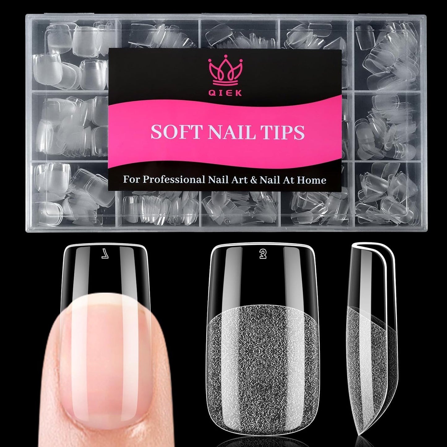 Short Square False Nail Tips, 15 Sizes 510 PCS Clear French Press On Fake Nail Soft Pre-shaped Half Matte Full Cover Gel Nail Tips Extensions Thick Long Lasting for DIY Beginners & Salon Manicure