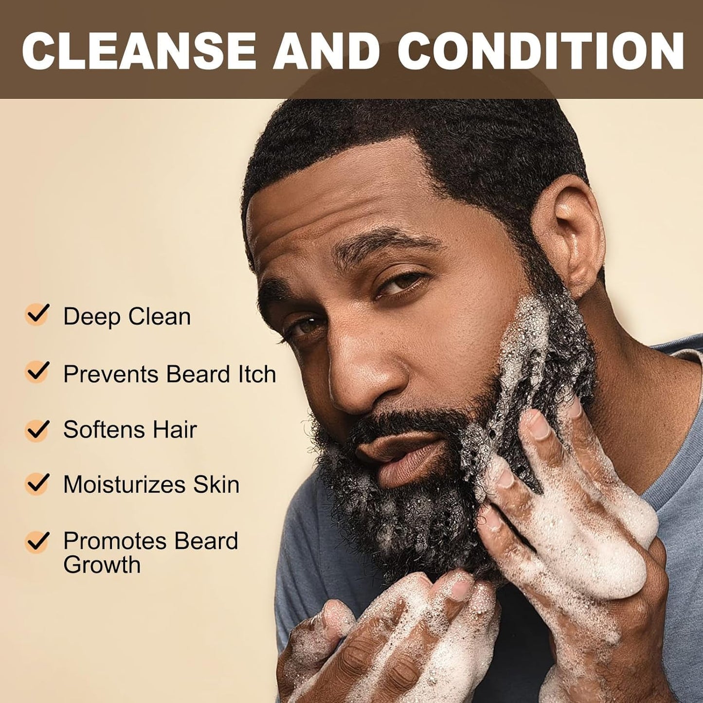 JVR Beard Wash and Beard Conditioner for Men, Beard Shampoo Cleanse and Reduces Frizz, Soften & Strengthens, Organic with Coconut, Aloe, Provides Shine for Dry & Coarse Beards, Beard Care (6.7oz)