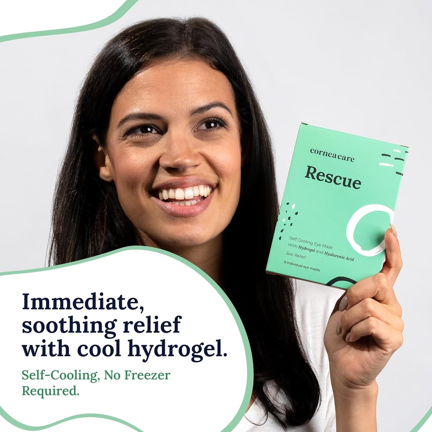 Rescue: Hydrogel Self Cooling Compress | Cold Eye Masks for Puffy Eyes | Self Cooling Eye Compress for Fast Relief | Travel Ready | 12 Count