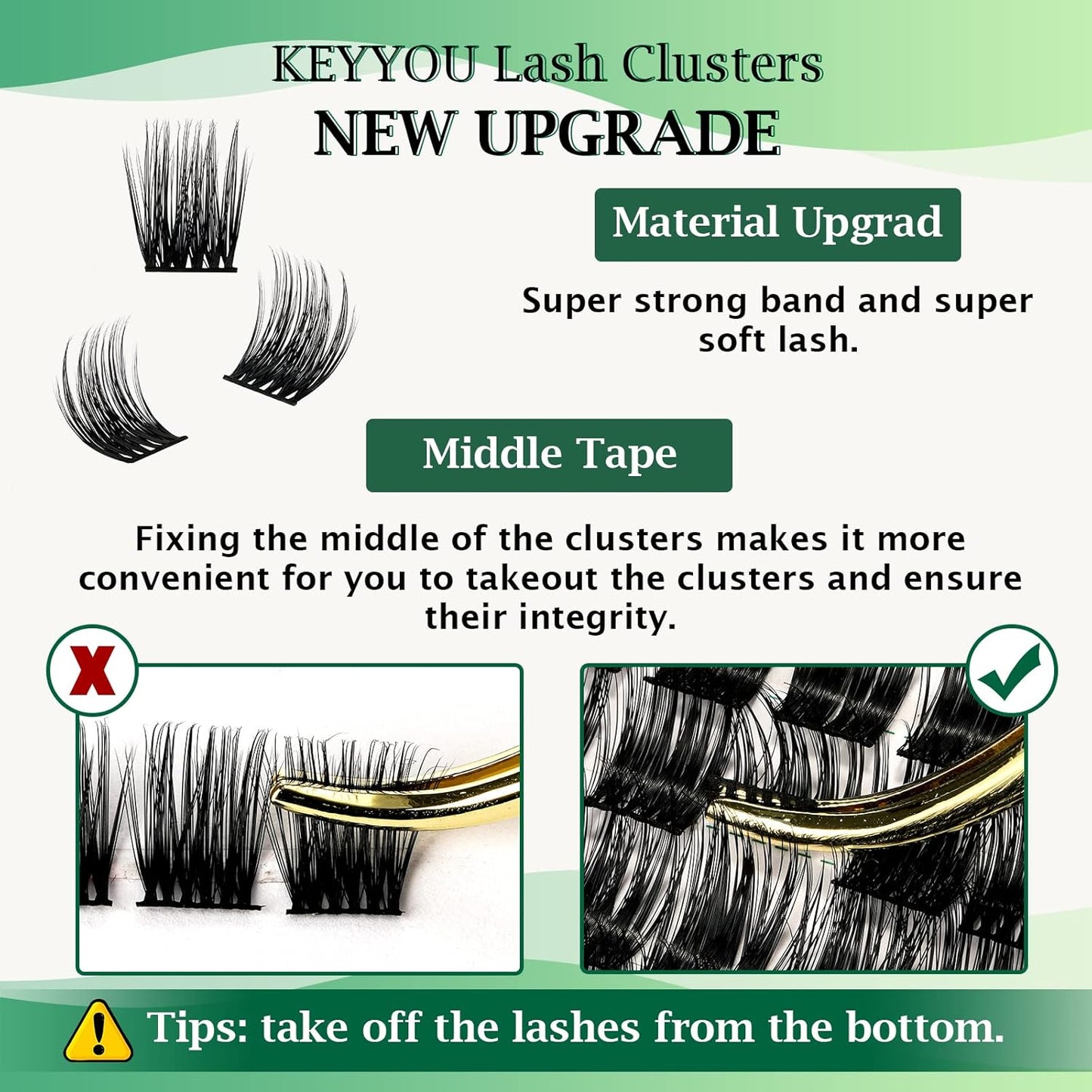 Lash Clusters 96pcs Individual Lashes D Curl 16mm Cluster Lashes KEYYOU Volume Wispy Lash Extension Soft&Comfortable Easy DIY at Home(Y12 D-16mm)