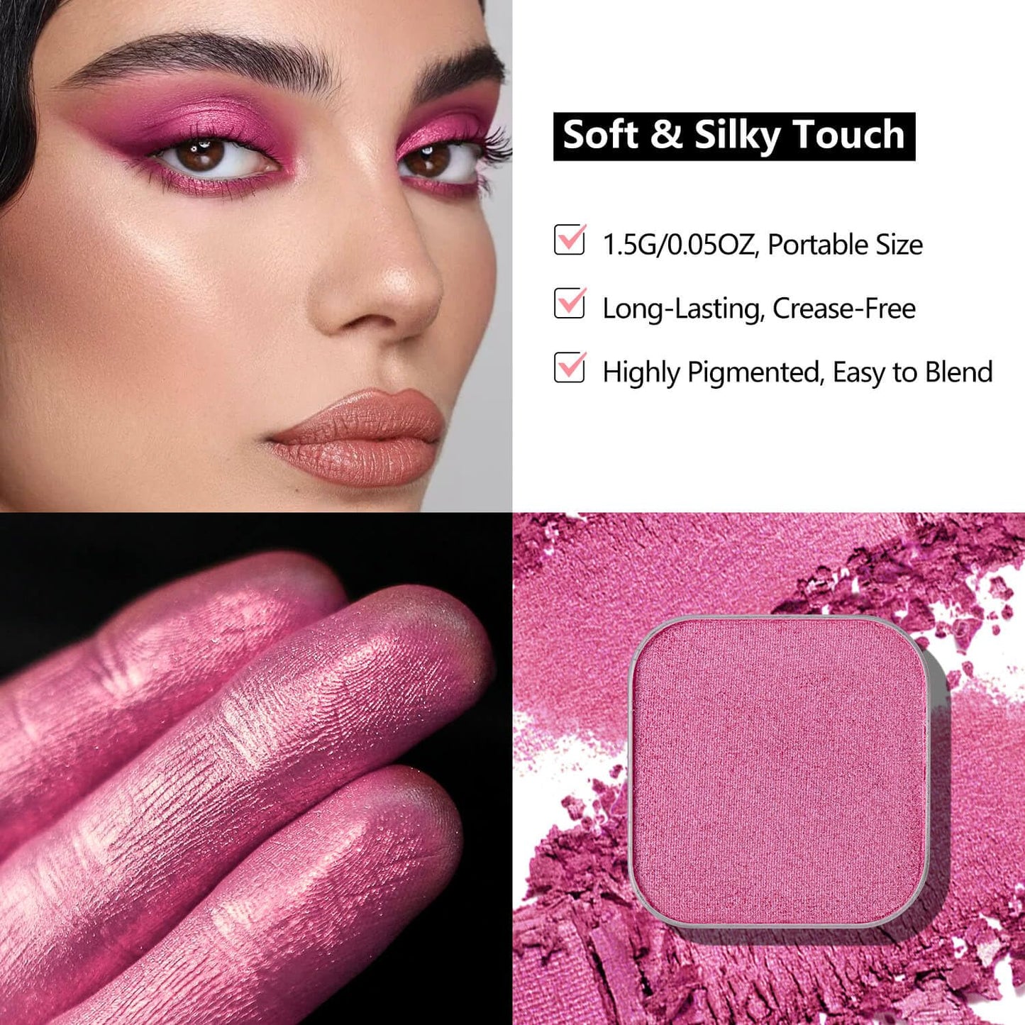 3-Color Eyeshadow Combo Pack – Matte & Shimmer Neutral Shades,Powder, Highly Pigmented, Long-Lasting, Refills Pans for Custom Magnetic Palette