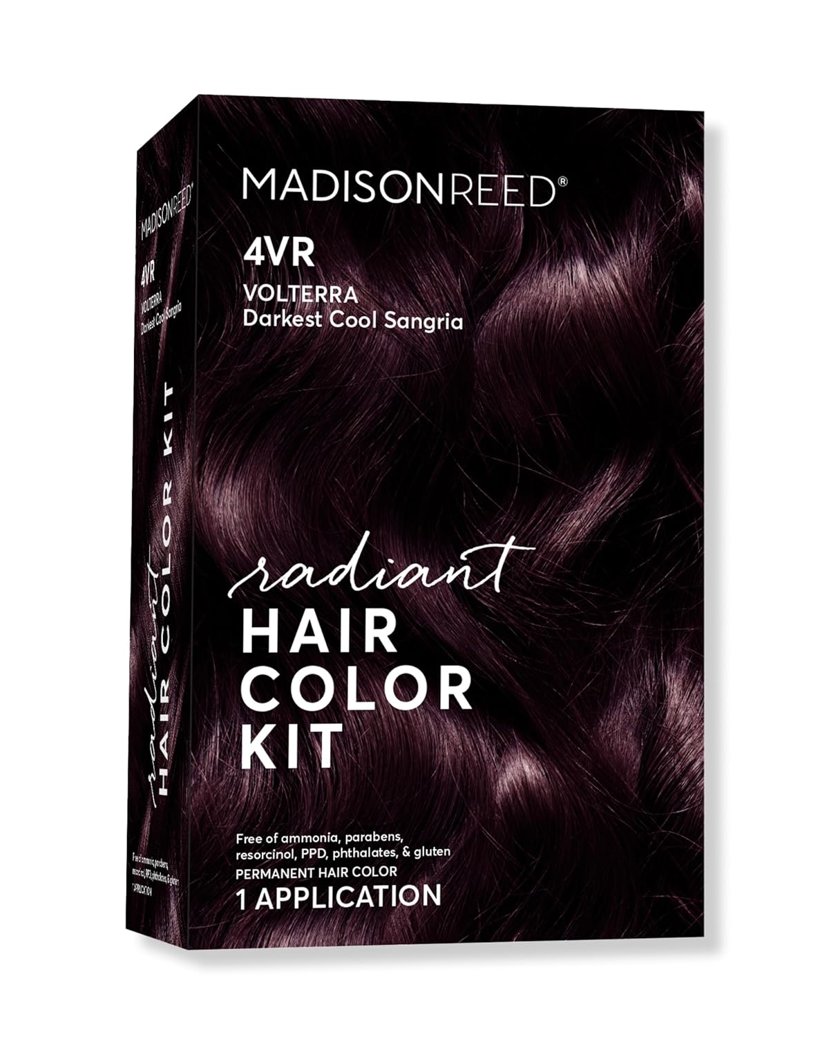 Madison Reed Radiant Hair Color Kit | 4VR Darkest Cool Sangria (Volterra Amethyst) for 100% Gray Hair Coverage | Salon Quality Permanent Hair Dye | PPD-Free & Ammonia-Free | (Packaging Varies) 1 Pack