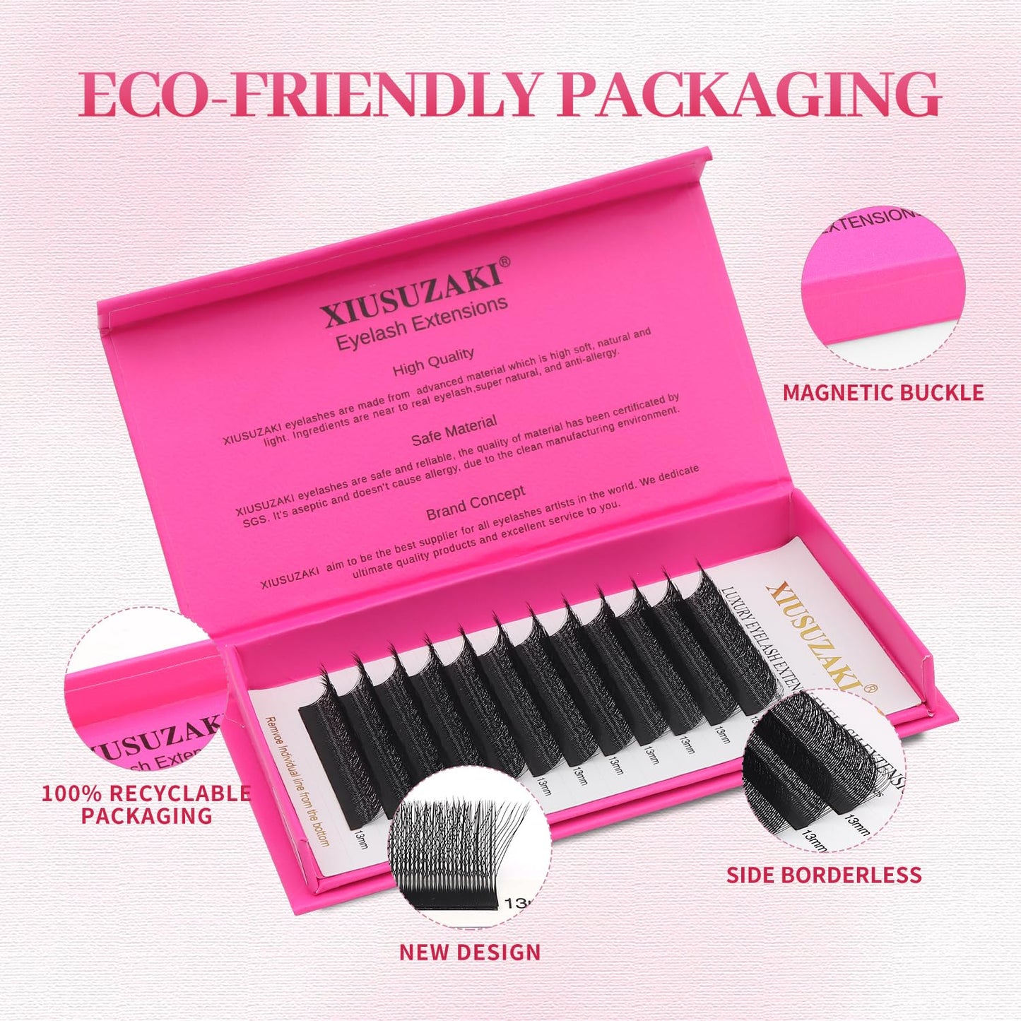 Lash Extensions Three Core Tips 3D Eyelash Extensions W Shape 0.07mm Thickness C Curl 10mm Premade Fans Easy Fan Volume Lashes Matte Black Crisscross(W-3D-Three Core-0.07-C,10mm)