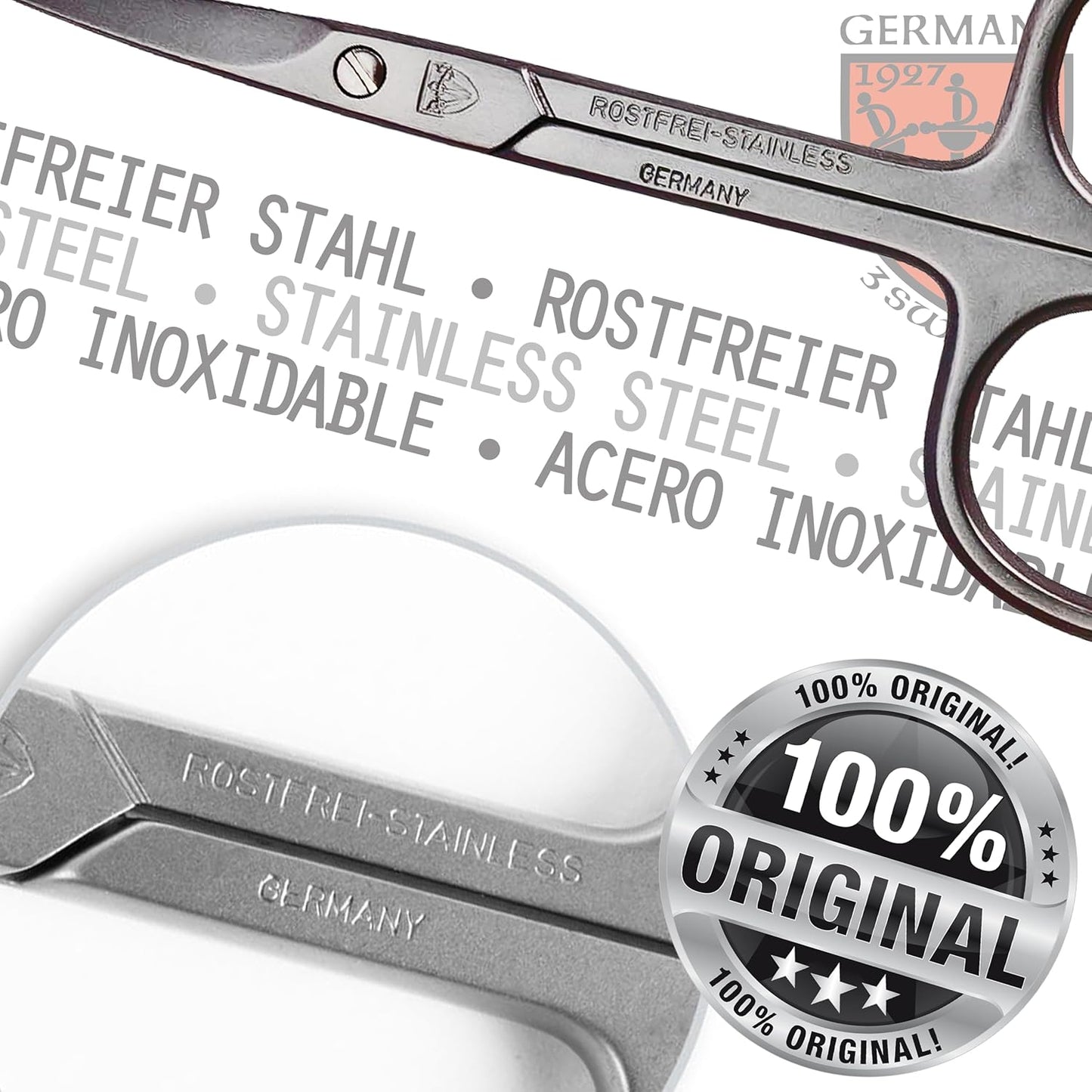 3 Swords Germany - brand quality STAINLESS STEEL CURVED CUTICLE SCISSORS (1 PIECE) with round tips for DIABETICS - manicure pedicure - nail care by 3 Swords - Made in Germany