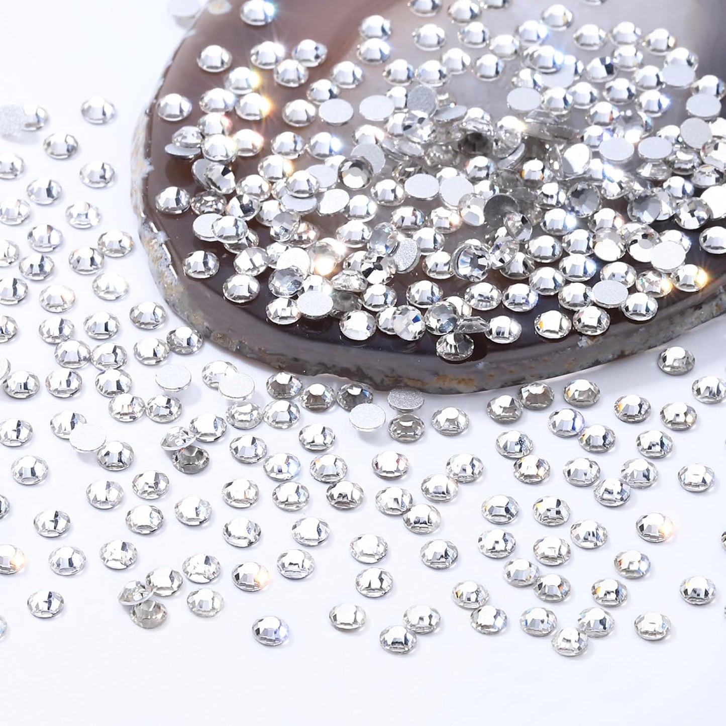 Crystal Clear Flatback Rhinestones, Glass Rhinestones for Nail Art and Craft, Glue Fix, Loose Crystal Gemstones(Crystal, SS8, 1440pcs, 2.3-2.5mm)