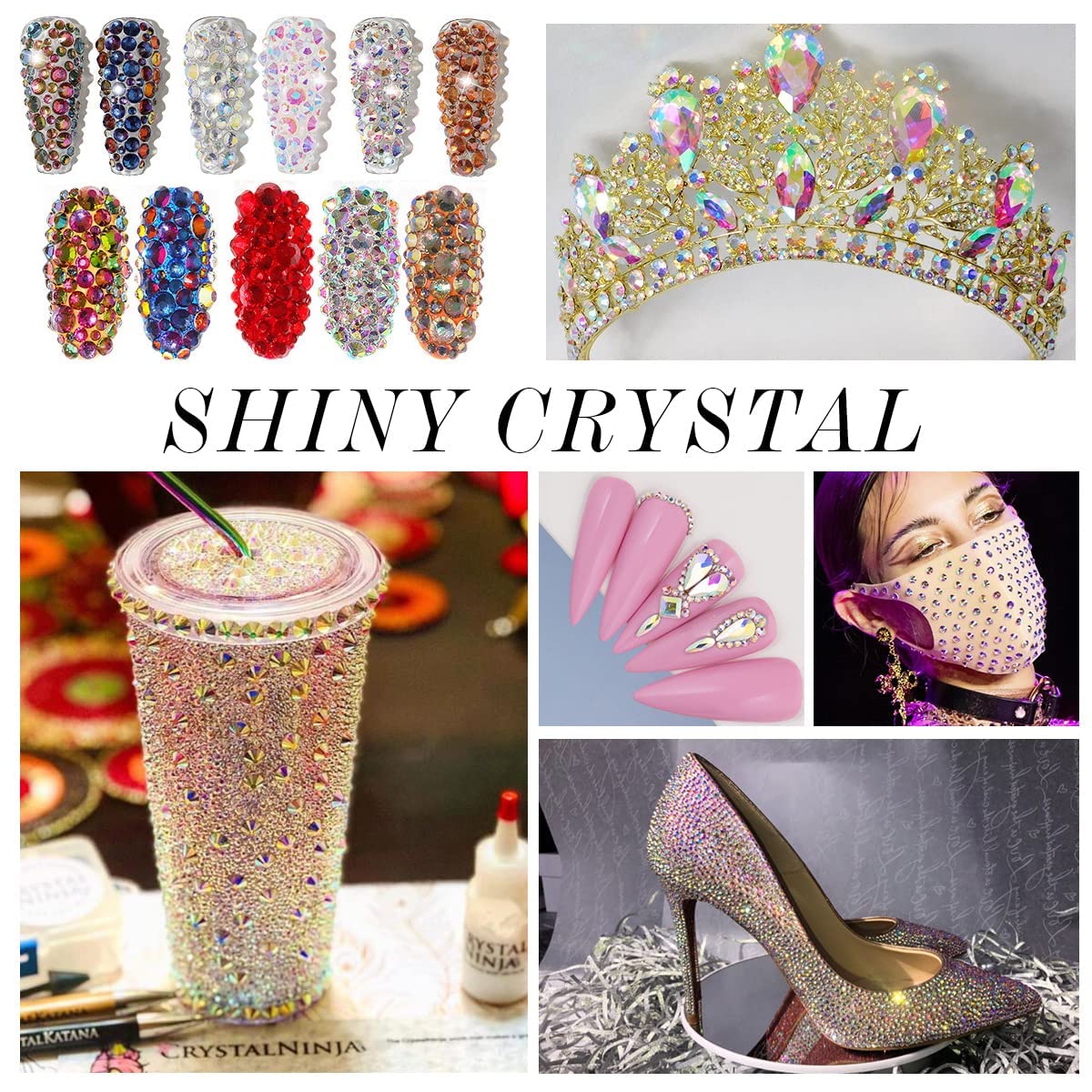 3000Pcs Crystal Ab Crystal Rhinestones,Glass Flatback Rhinestones Mini Gemstones for Nail Face Makeup Art Crafts Clothes Decoration -(SS8,2.4mm,Crystal Ab)