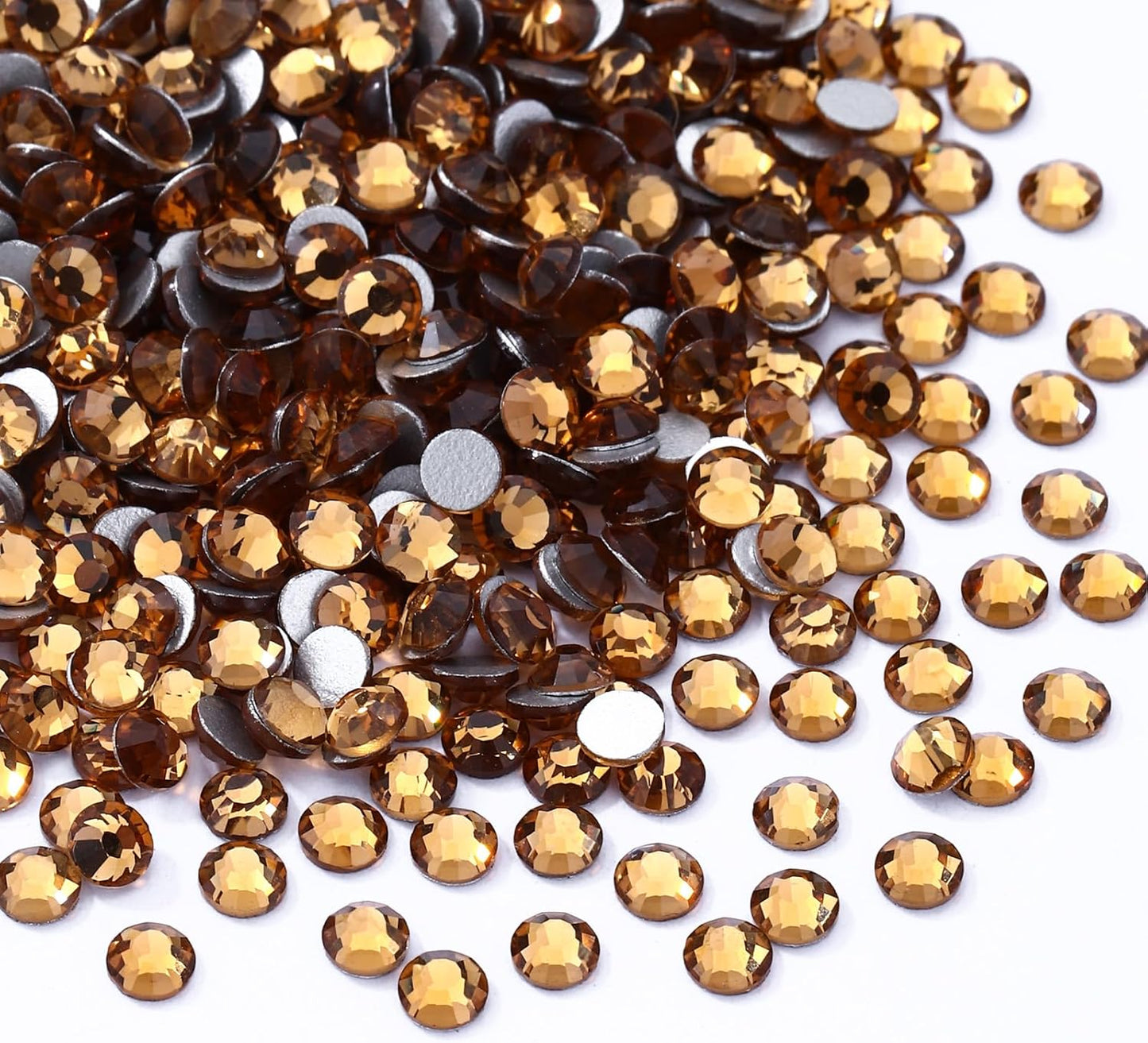 Topaz Flatback Rhinestones, Glass Rhinestones for Nail Art and Craft, Glue Fix, Loose Crystal Gemstones(Topaz, SS8, 1440pcs, 2.3-2.5mm)
