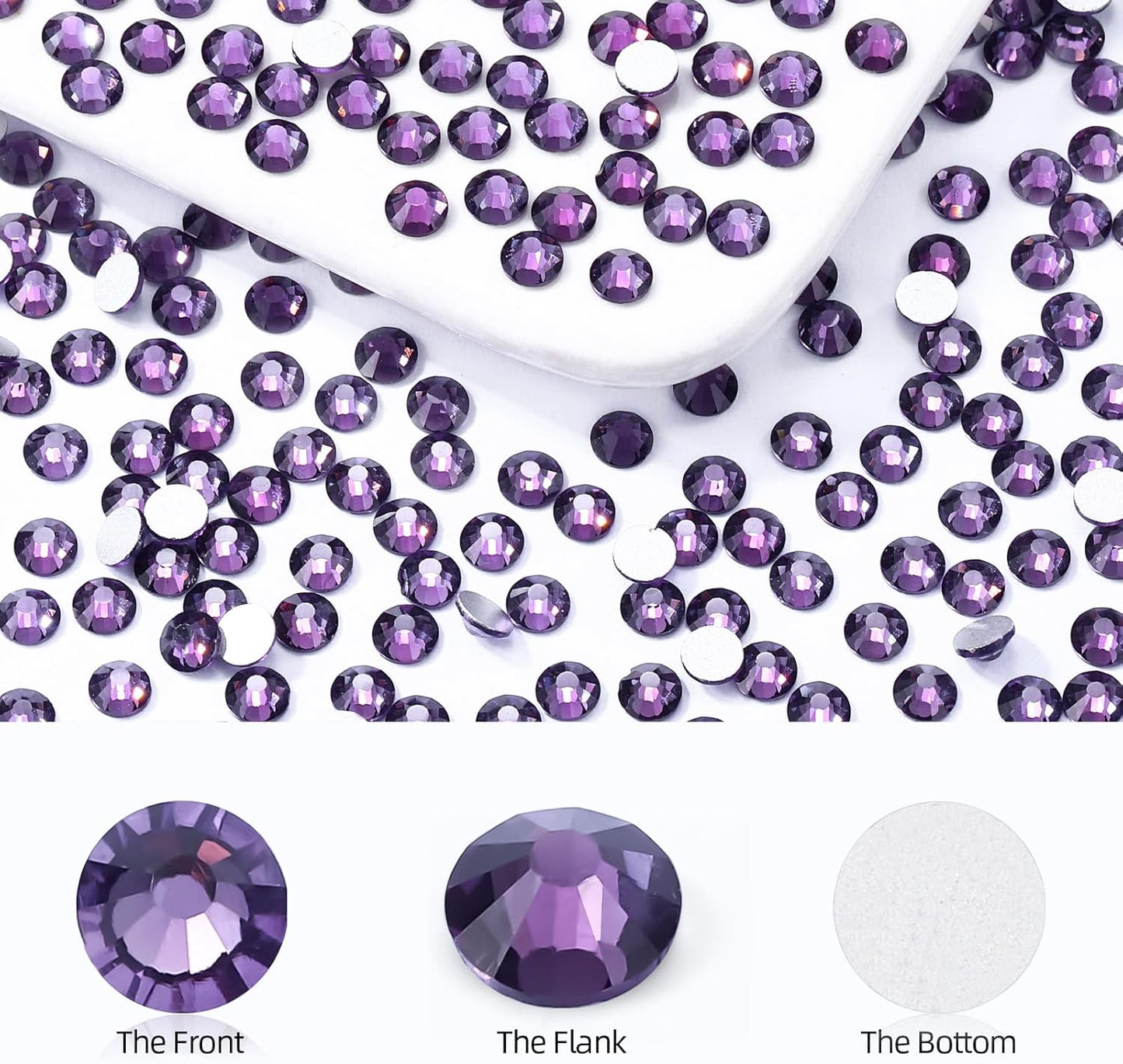 Tanzanite Flatback Rhinestones, Glass Rhinestones for Nail Art and Craft, Glue Fix, Loose Crystal Gemstones(Tanzanite, SS20, 1440pcs, 4.6-4.8mm)