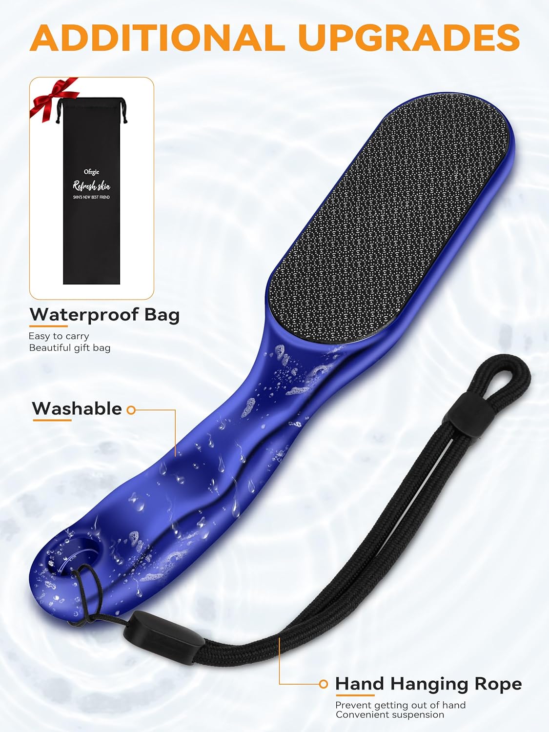 Beyond The Cream Veins Grain Foot File, Nano Glass Foot File, Hard Skin Callus Remover, Professional Pedicure Tool, Anti-Slip Handle Rope & Storage Bag, Ideal Gift for Beauty & Fitness Lovers, Blue