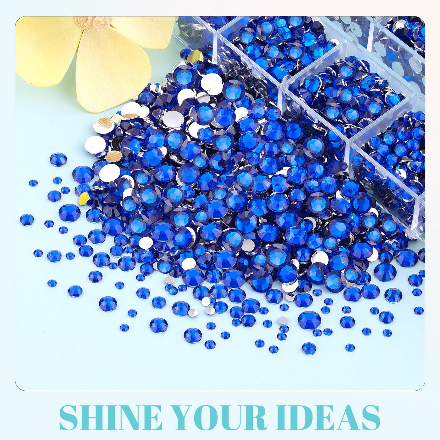 6100Pcs Royal Blue Rhinestones for Crafting with 2Pcs 10ml B7000 Jewelry Glue, 1 Box Flatback Crystals Diamond for Bedazzling Crafts DIY Nail Art Resin Gems for Clothing Shoes