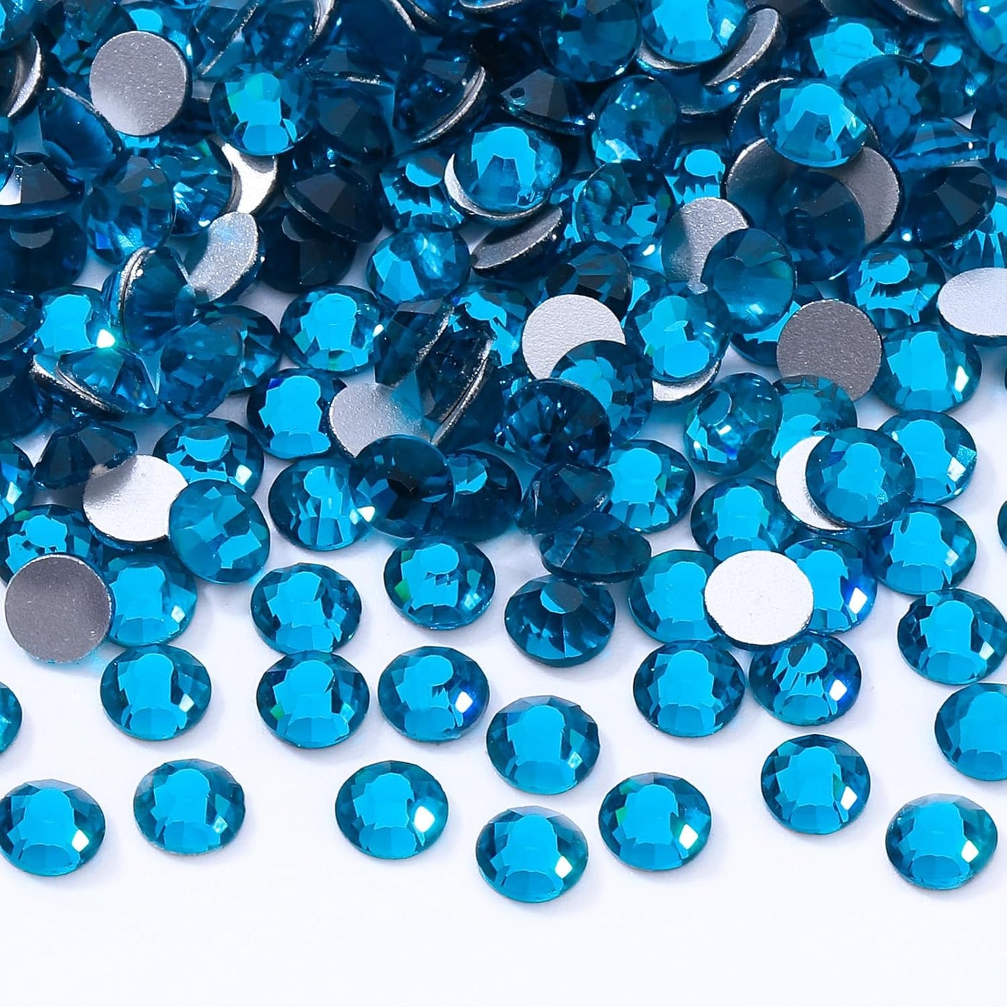 Malachite Blue Flatback Rhinestones, Glass Rhinestones for Nail Art and Craft, Glue Fix, Loose Crystal Gemstones(Malachite Blue, SS16, 2880pcs, 3.8-4.0mm)