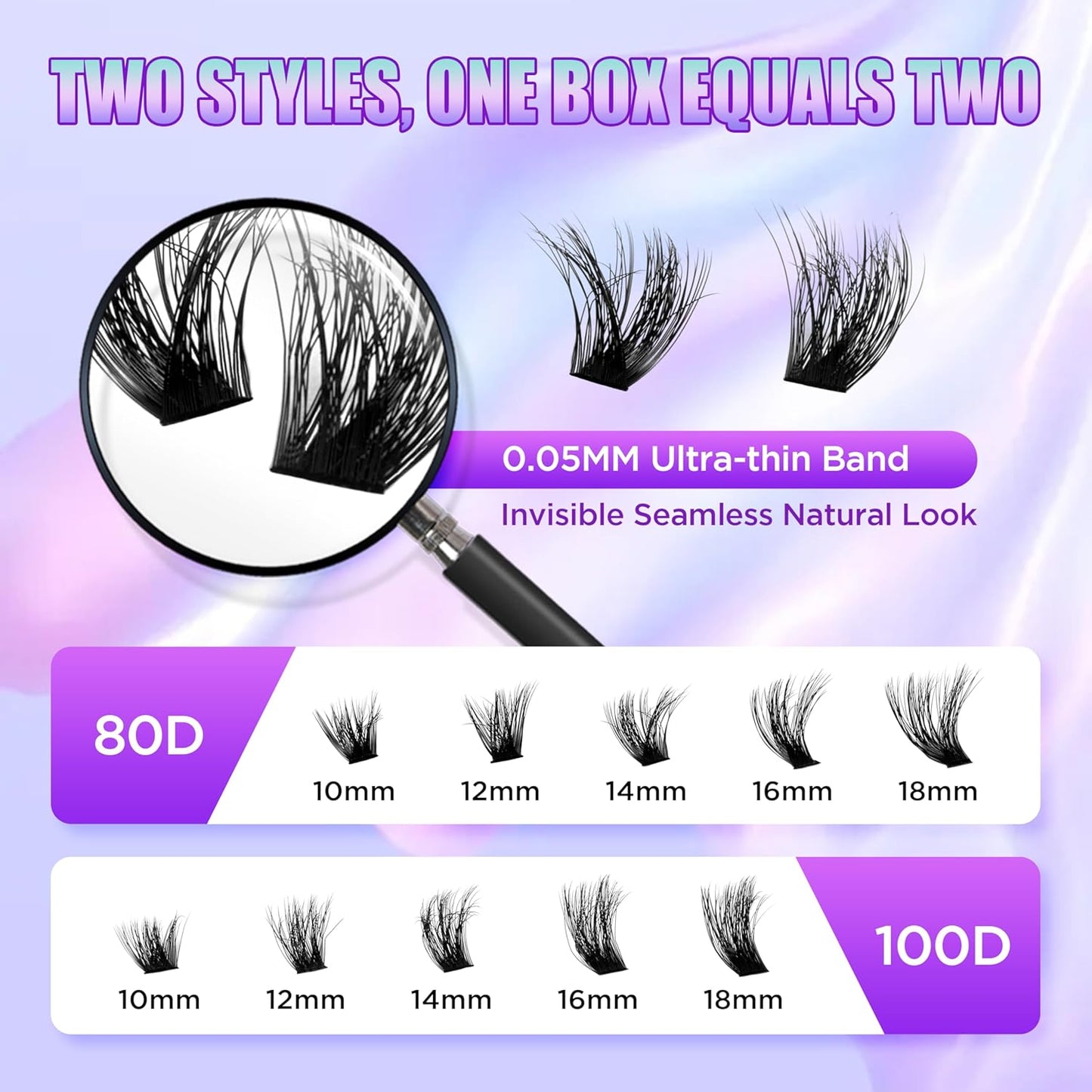 Lash Extension Kit DIY Lash Clusters Kit Eyelash Extensions Individual Lashes Extensions with (Lash Bond,Seal,Tweezers,240Pcs,80D+100D,10-18mm)