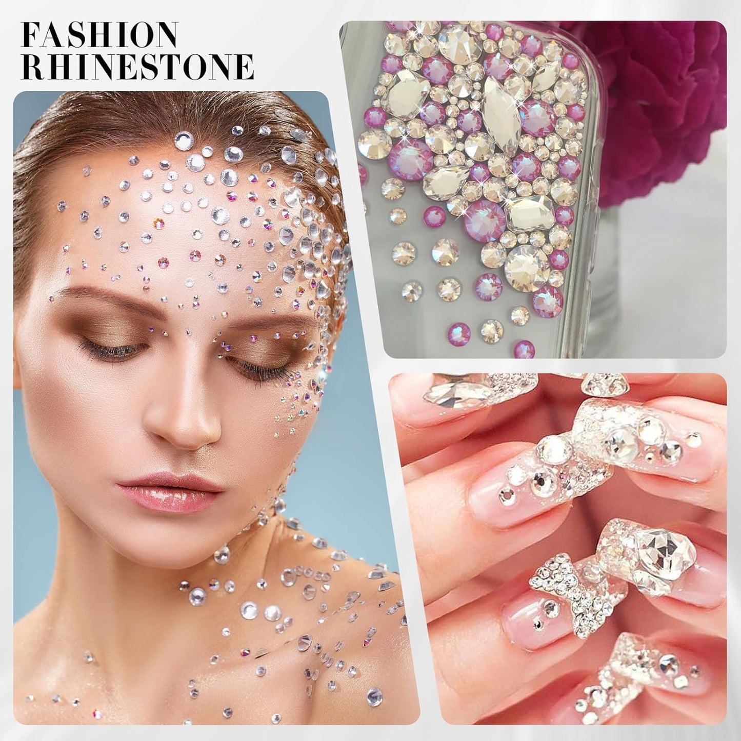 Novani 80pcs Clear Rhinestones Flat Back Round Rhinestone Style 2088 Sparkly Crystal Gemstones for Nail Art and Crafting,SS34(7.1-7.3mm
