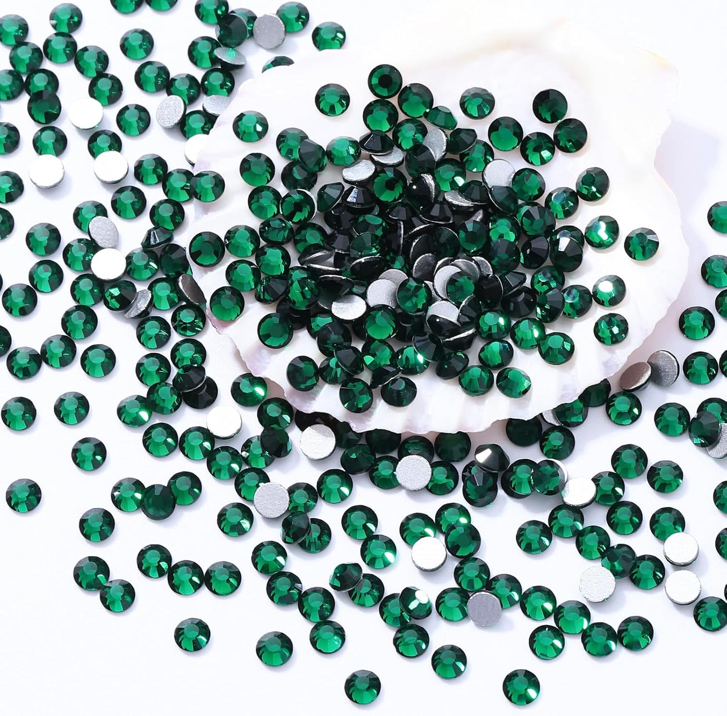 Green Flatback Rhinestones, Glass Rhinestones for Nail Art and Craft, Glue Fix, Loose Crystal Gemstones(Green, SS16, 2880pcs, 3.8-4.0mm)