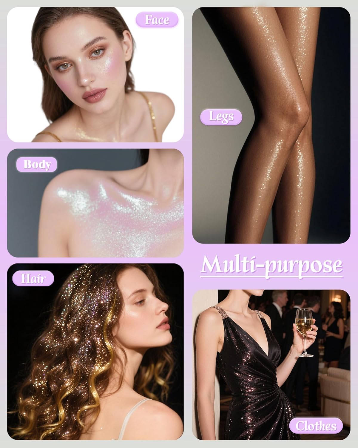 Highlighter Powder with Brush | 3D Contouring & Radiant Glow for Face, Body & Hair | Pearlescent Shimmer, Long-Lasting & Buildable Coverage | Women's Makeup for Daily & Special Occasions