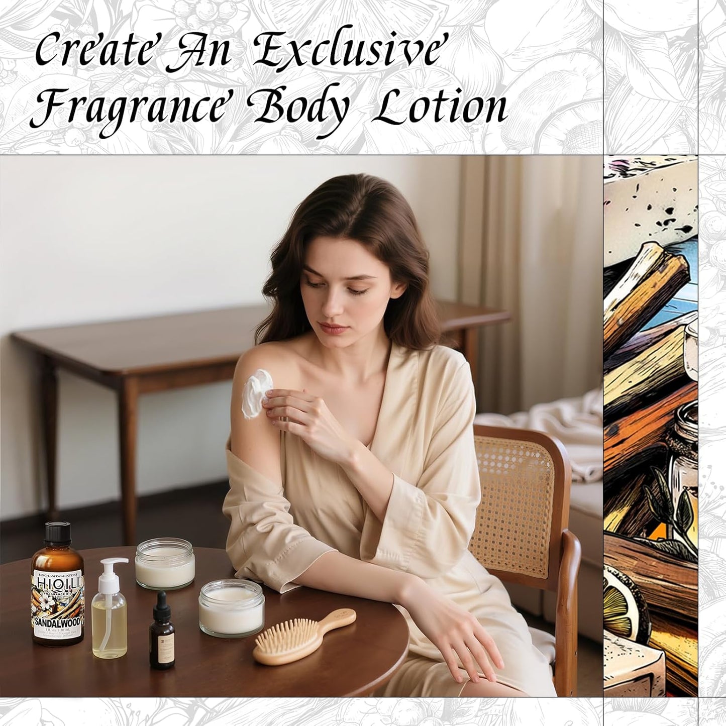 HIQILI Sandalwood Fragrance Oil for Home Diffuser, Luxury Hotel Scent, Perfect for DIY Candle & Soap Making, Add to Body Lotion - 1 Fl Oz