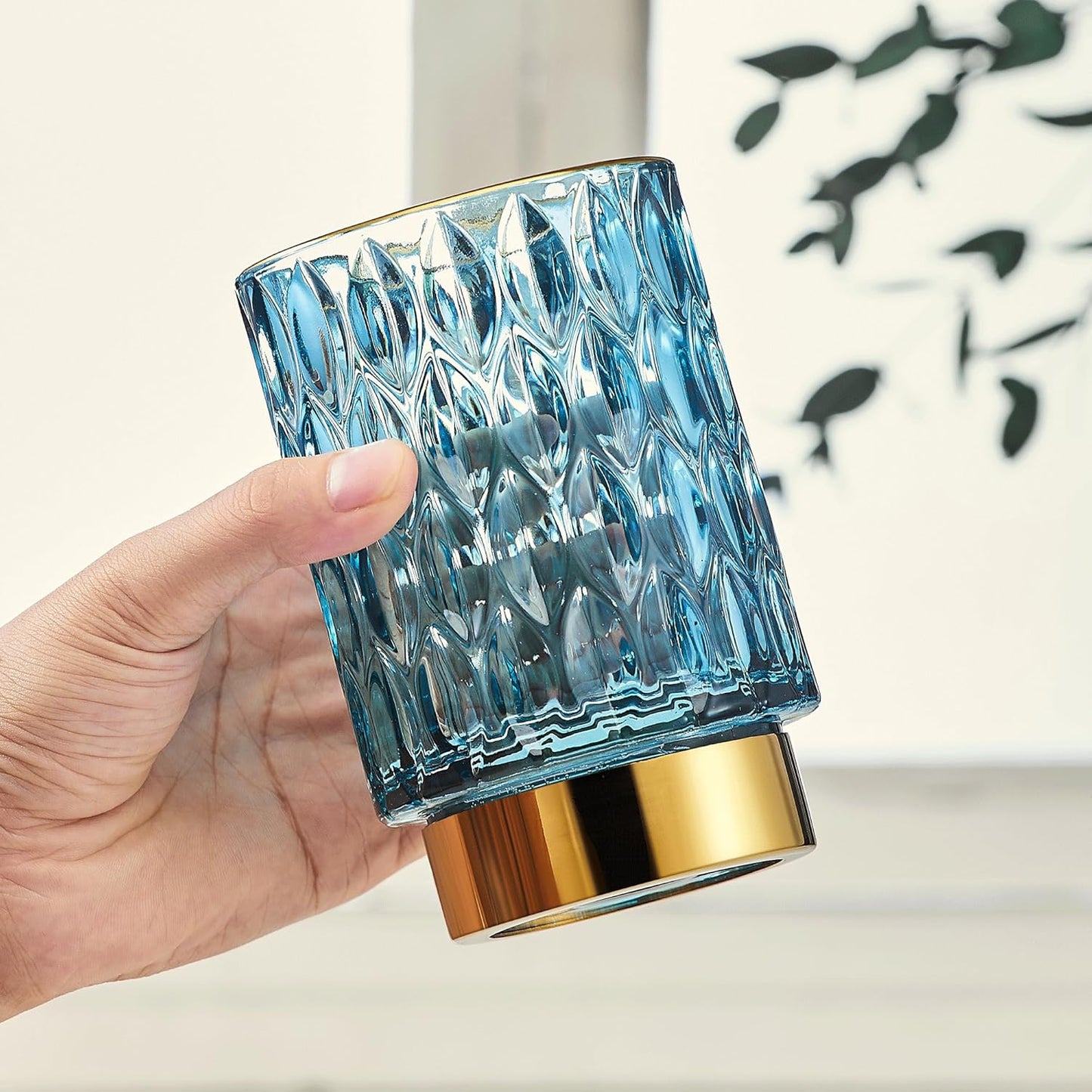 Makeup Brush Holder Organizer,Toothbrush Holders,Desk Pen Pencil Holder,Multifunctional Vintage Glass Brush Cup（A39-3-US）