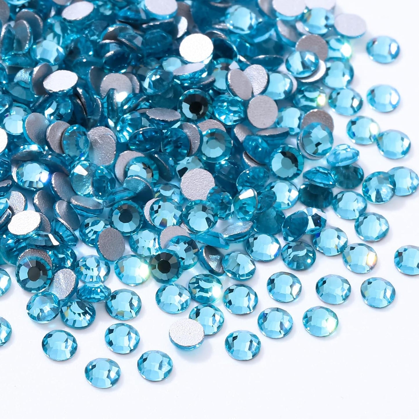 Malachite Blue Flatback Rhinestones, Glass Rhinestones for Nail Art and Craft, Glue Fix, Loose Crystal Gemstones(Malachite Blue, SS6, 1440pcs, 1.9-2.0mm)