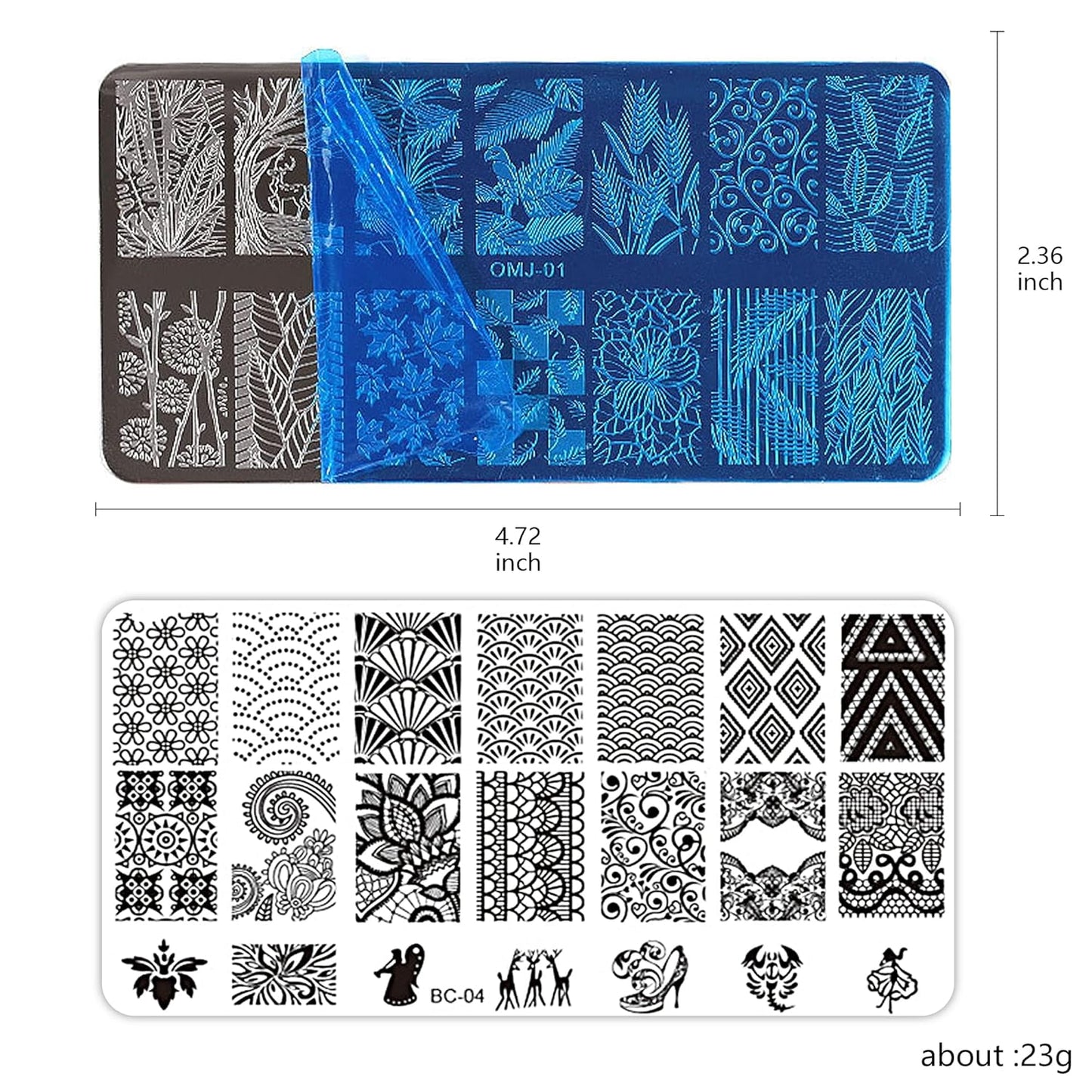 AddFavor Nail Stamper Kit 6pcs Flower Lace Vine Nail Art Stamping Plate Template with Silicone Nail Stamper and Scraper for Women Girls DIY Fingernail Manicure Stencils Tools