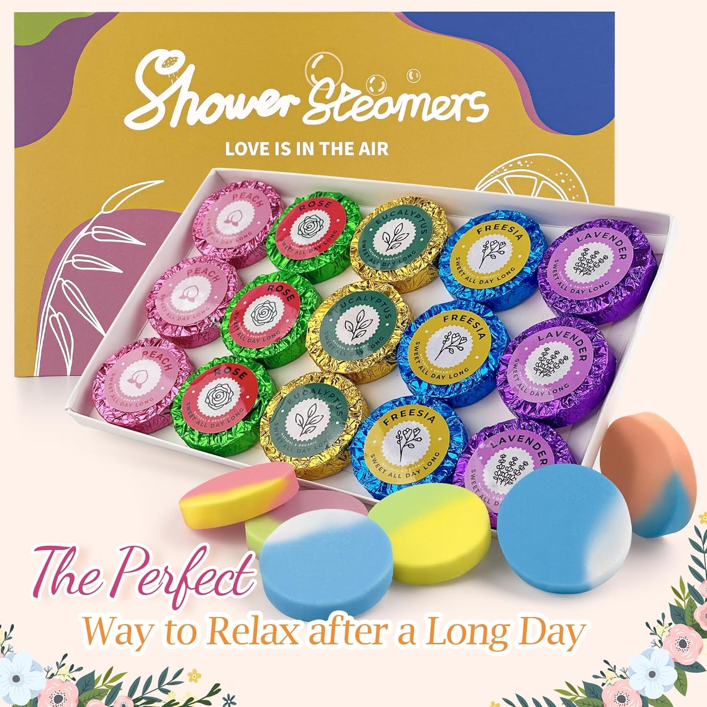15PCS Shower Steamers Aromatherapy, Gifts for Women & Men Birthdays Christmas Adults Moms Natural Essential Oils, Stocking Stuffers Shower Tablets for Home SPA Self Care Relaxation Stress Relief