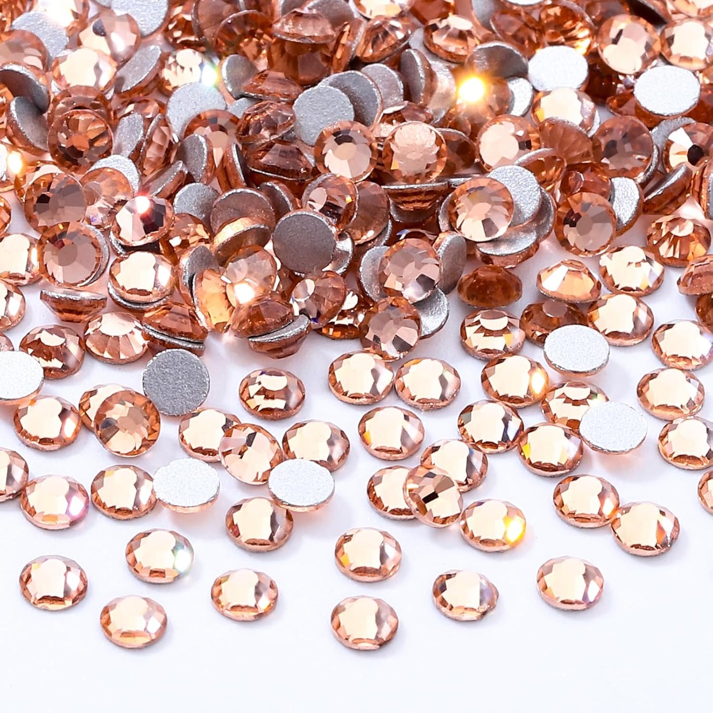 Champagne Flatback Rhinestones, Glass Rhinestones for Nail Art and Craft, Glue Fix, Loose Crystal Gemstones(Champagne, SS10, 2880pcs, 2.7-2.8mm)