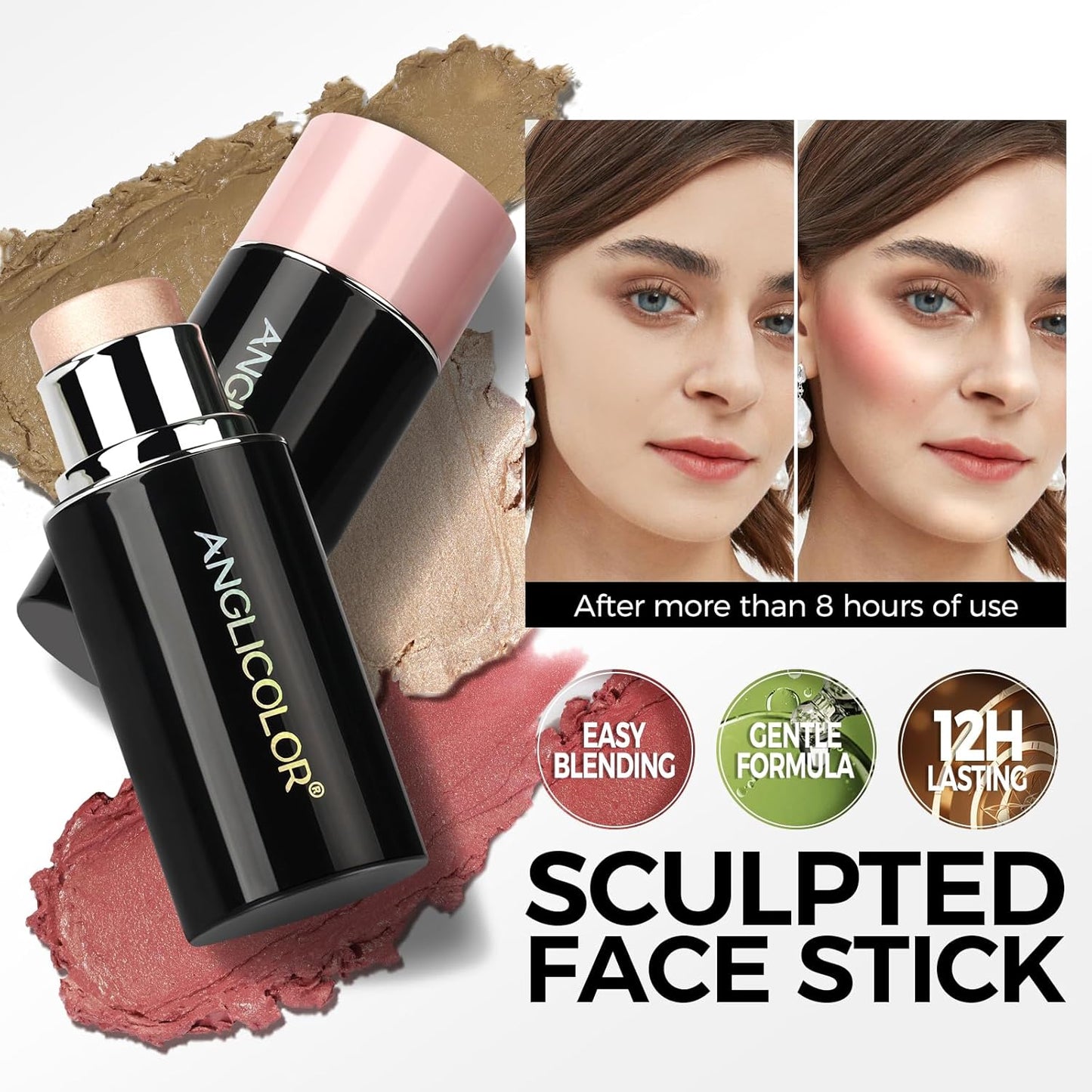 Contour Stick, Long Lasting, Cream Contour, Smooth, Blendable, Contour Stick Makeup, Floral Fragrance, Hydrating, Define 3D Contouring, Better for Fair Skin