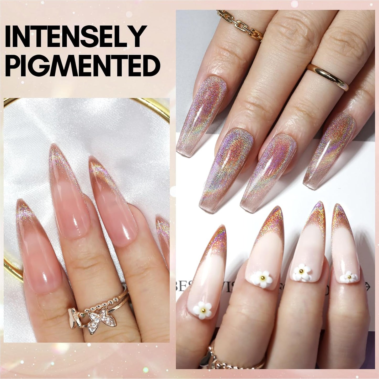 Makartt Cat Eye Gel Nail Polish: Universal Rainbow Holographic Gel Polish Bronze Gaze Sparkly Glitter Unique Magnetic Effect Nail Gels for DIY Nail Art UV LED Soak Off Manicure 10ml