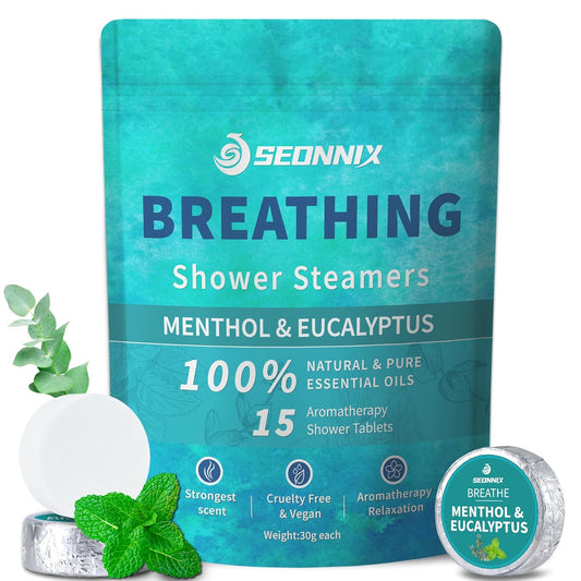 Shower Steamers Aromatherapy 15 Pack, Menthol & Eucalyptus Shower Bombs with Natural Essential Oils, Quick Relief Nasal Congestion, Relaxation & Self Care Gifts for Women & Men
