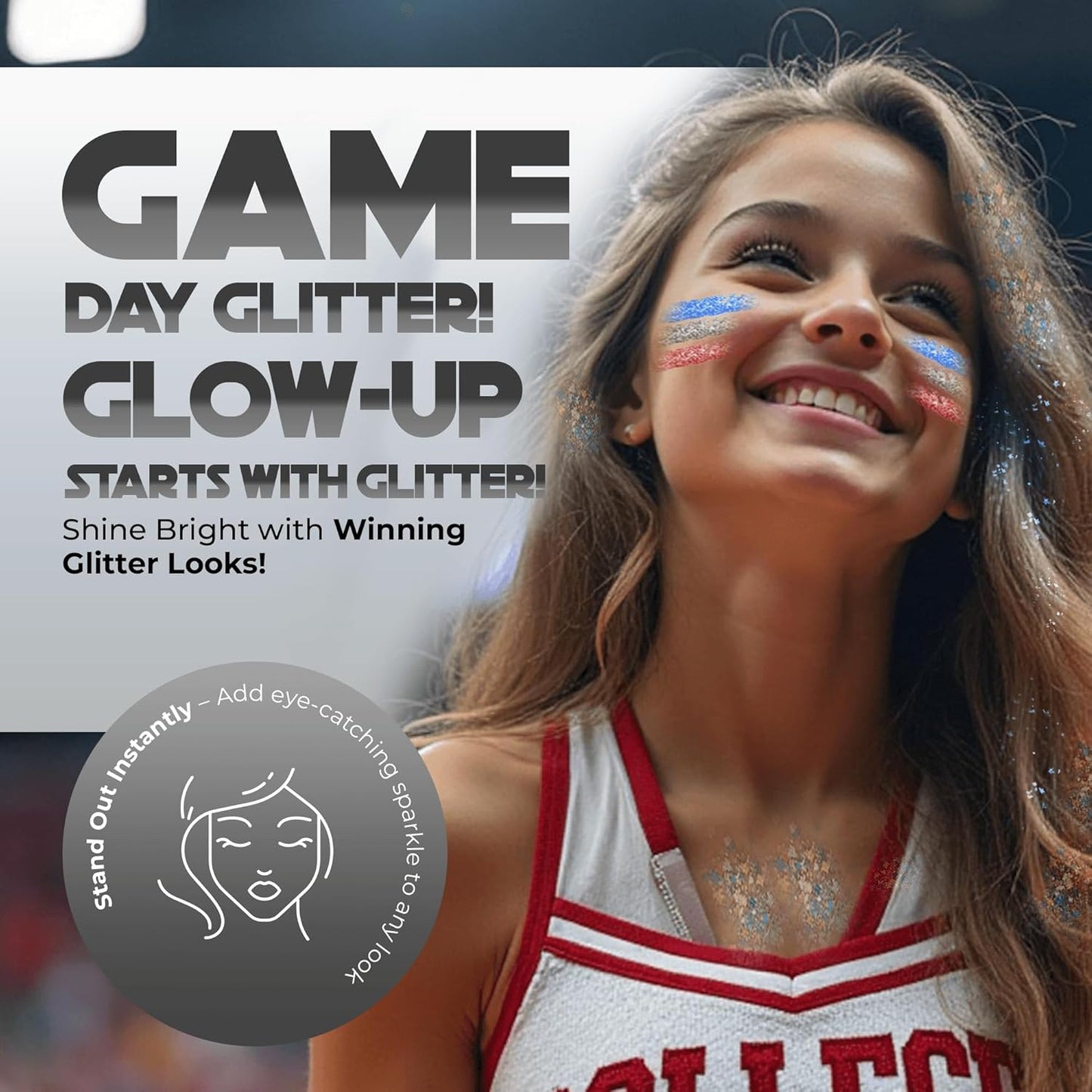 Face, Body & Hair Glitter Gel – Halloween Glitter for Kids and Women – 3 Oz Cosmetic-Grade Gel w/Moon & Stars for Festivals & Halloween Party, Easy Apply & Wash Off - Blue/Silver 2Pack