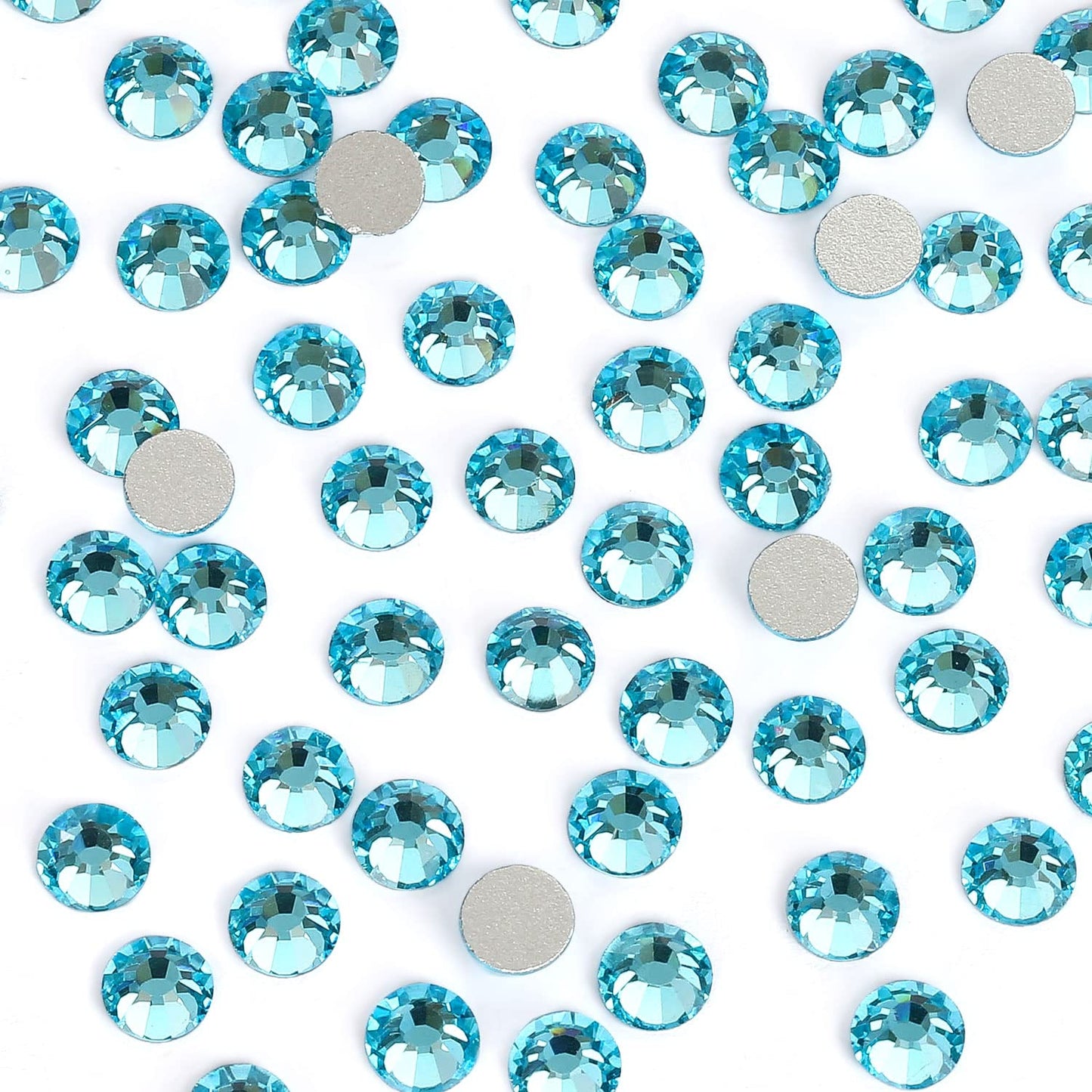1440Pcs Aquamarine Crystal Rhinestones,Glass Flatback Rhinestones Small Gemstones for Nail Face Makeup Art Crafts Clothes Decoration -(SS8, 2.4mm,Aquamarine)