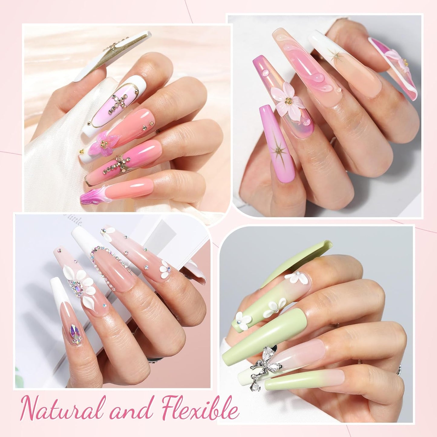 UNA GELLA Coffin Fake Nails Tips Extra Long 216 PCS XXL Coffin Acrylic Fake False Nails Tips Long Ballerina Nail Tips with Box for Nail Salons and Home DIY, 12 Sizes