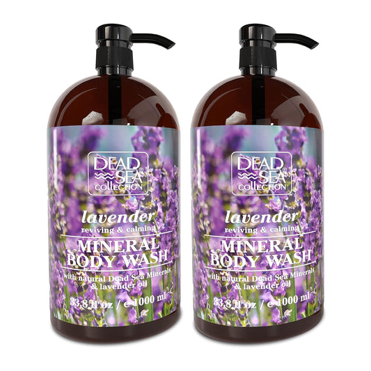 Dead Sea Collection Lavender Body Wash for Women and Men - with Pure Dead Sea Minerals and Lavender Oil - Gentle Cleanses and Moisturizes Skin - Pack of 2 (67.6 fl. oz)