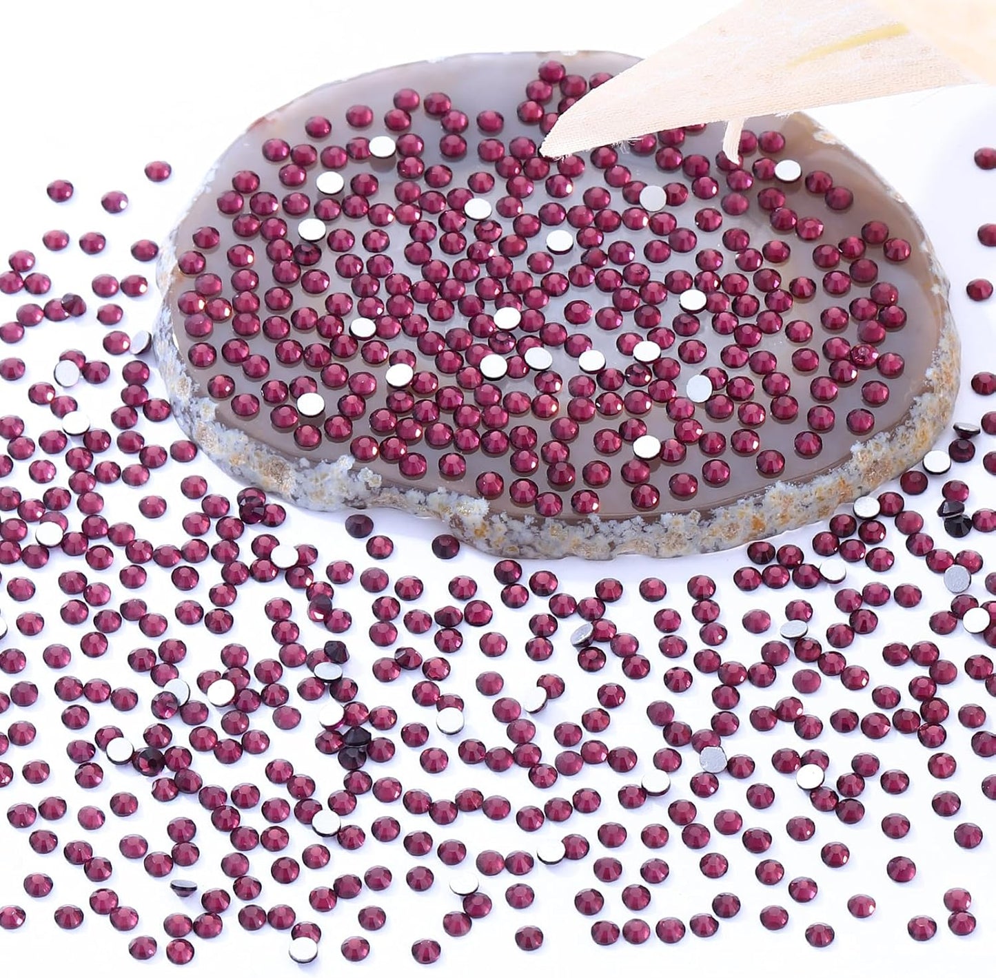 Purple Flatback Rhinestones, Glass Rhinestones for Nail Art and Craft, Glue Fix, Loose Crystal Gemstones(Purple, SS6, 2880pcs, 1.9-2.0mm)
