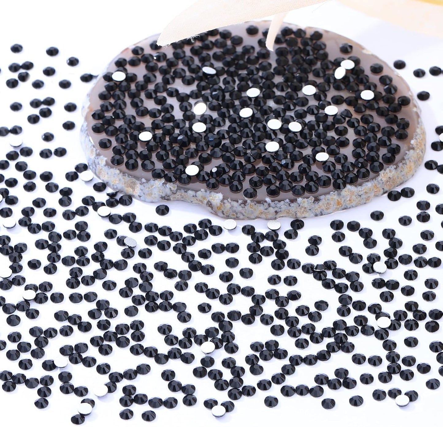 Black Flatback Rhinestones, Glass Rhinestones for Nail Art and Craft, Glue Fix, Loose Crystal Gemstones(Black, SS6, 2880pcs, 1.9-2.0mm)
